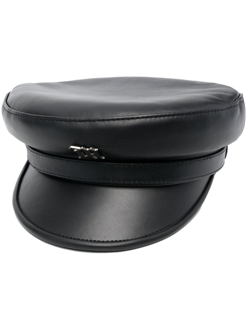 logo-plaque leather gavroche hat - 1