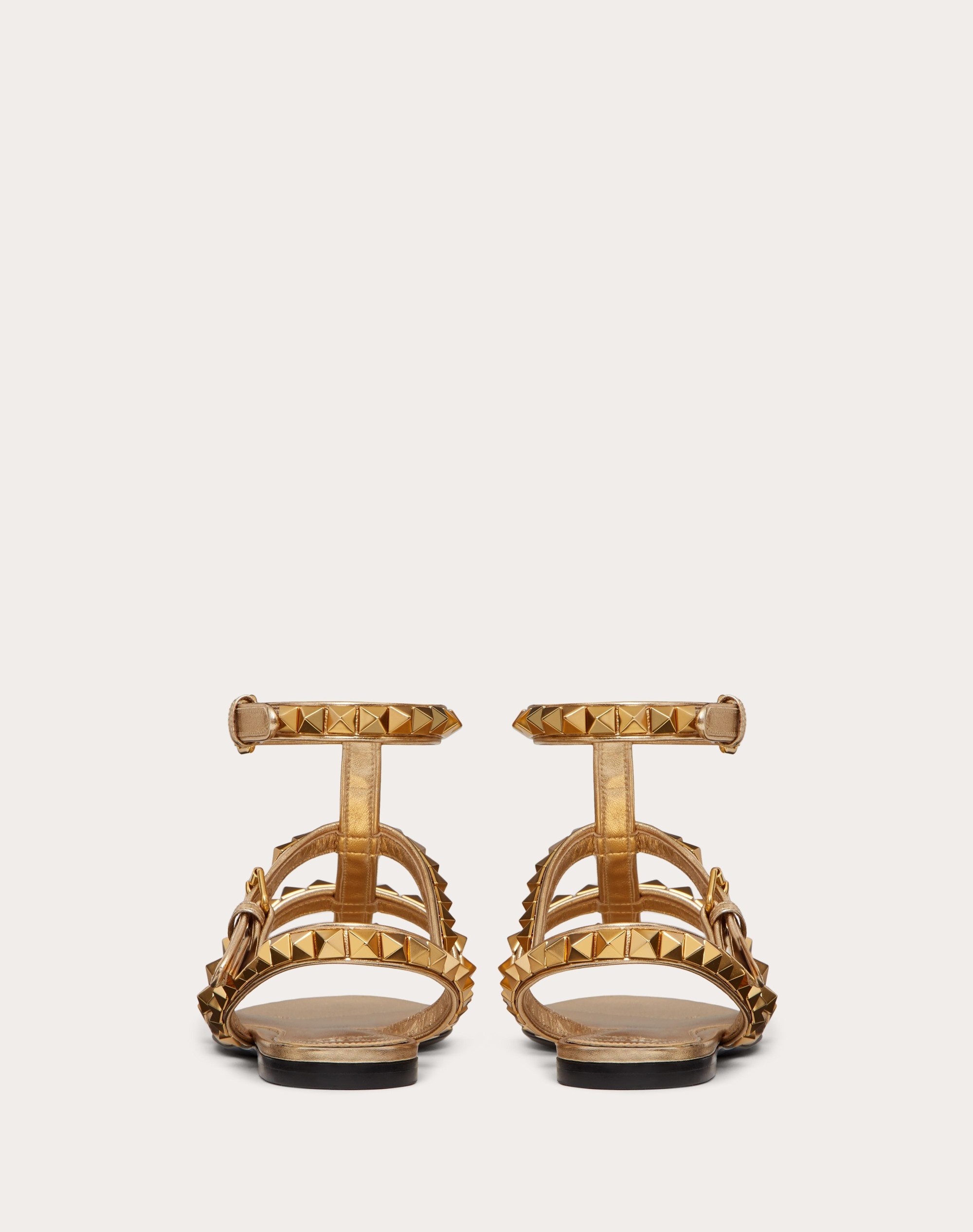 ROCKSTUD NO LIMIT FLAT SANDAL IN METALLIC NAPPA - 3