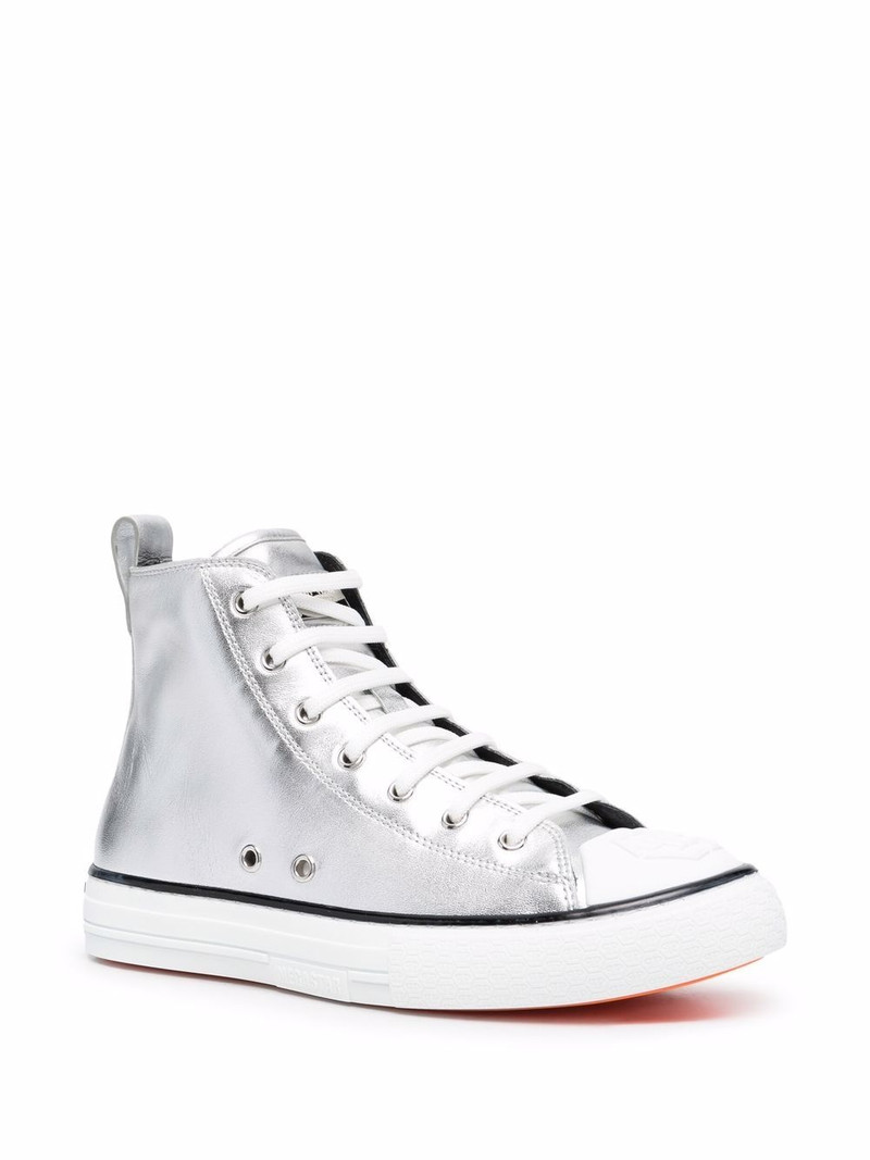 PHILIPP PLEIN metallic-finish high-top sneakers outlook