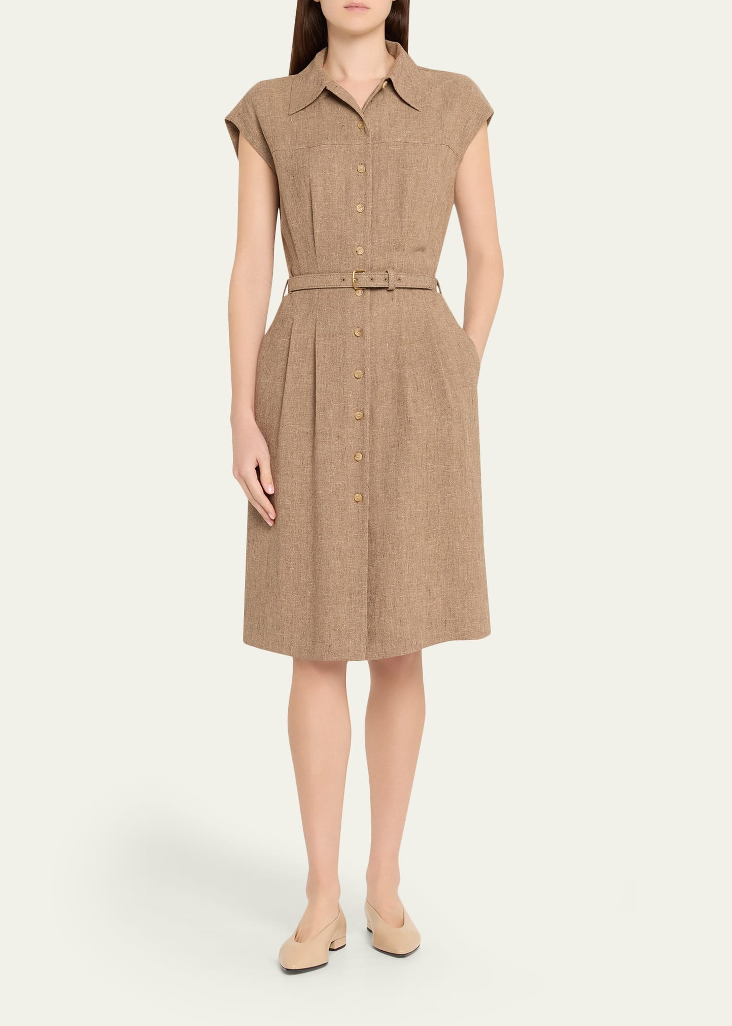 Maise Belted Woven Linen Shirtdress - 2
