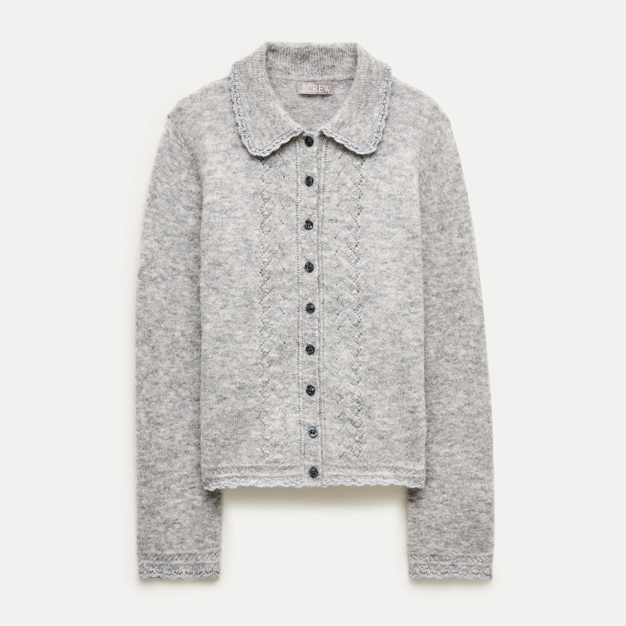 Pointelle cardigan in alpaca blend - 1