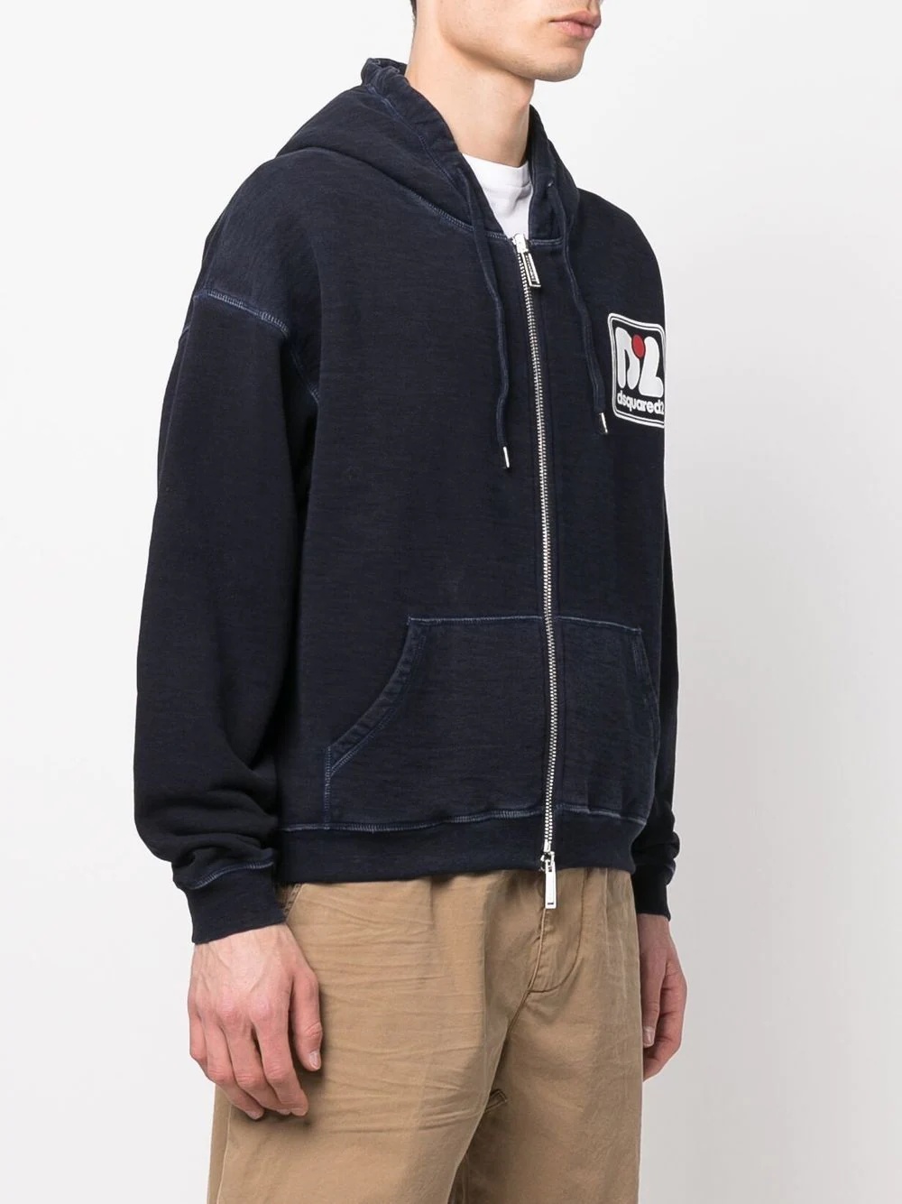 logo-print zip-up hoodie - 3