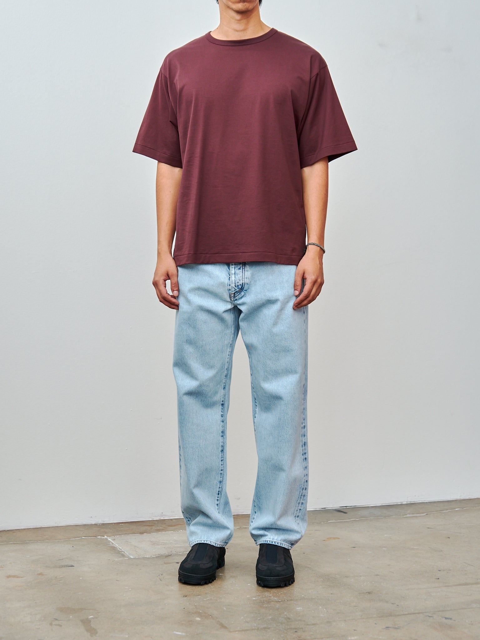Suvin Suede Tenjiku Half Sleeve Tee - Burgundy - 2