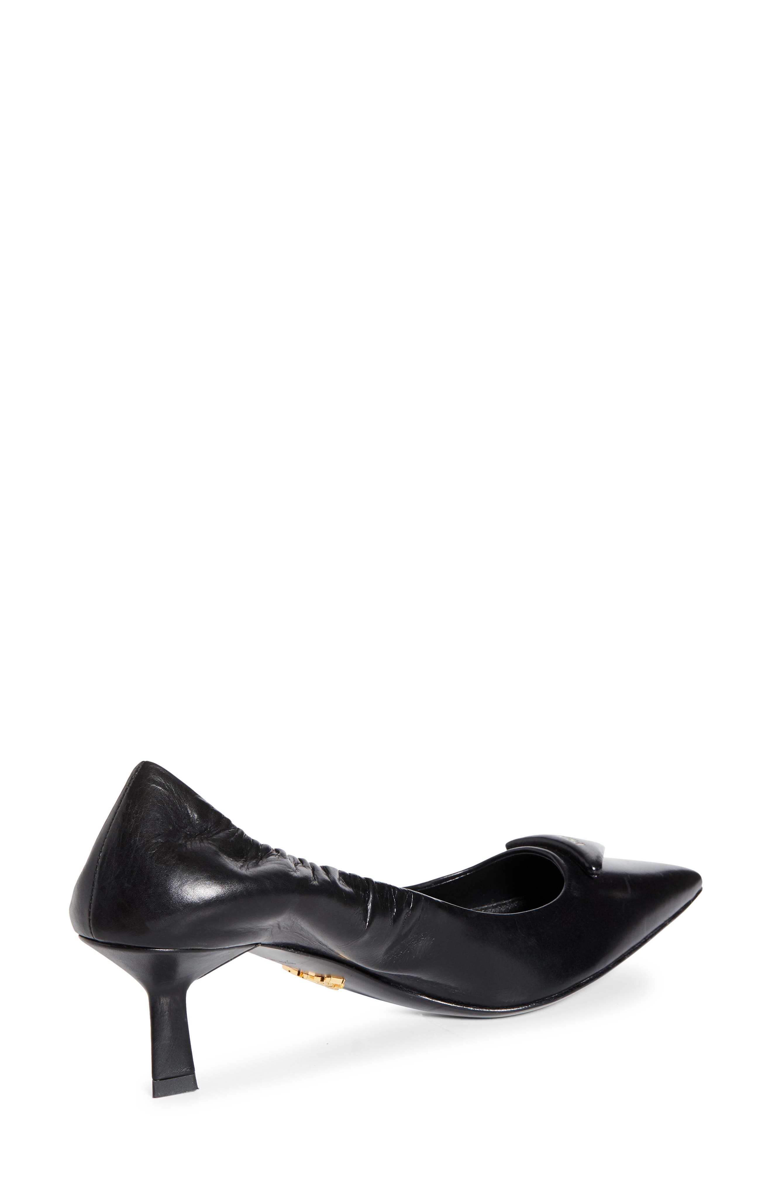 Prada Ruched Logo Kitten Heel Pump in Nero at Nordstrom - 2