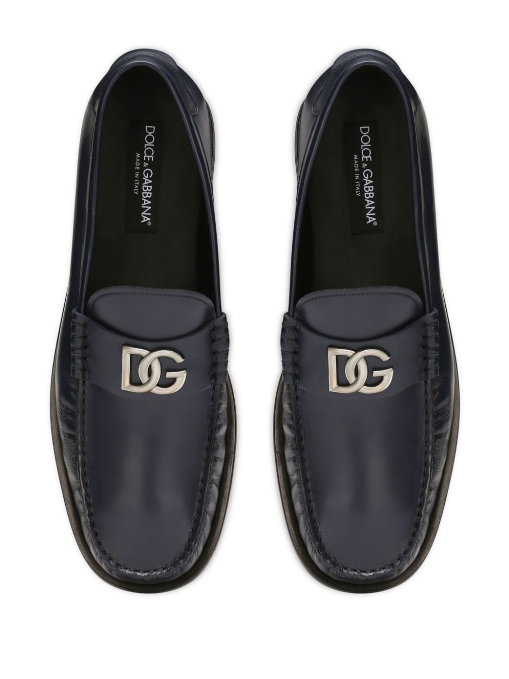logo-plaque leather loafers - 4