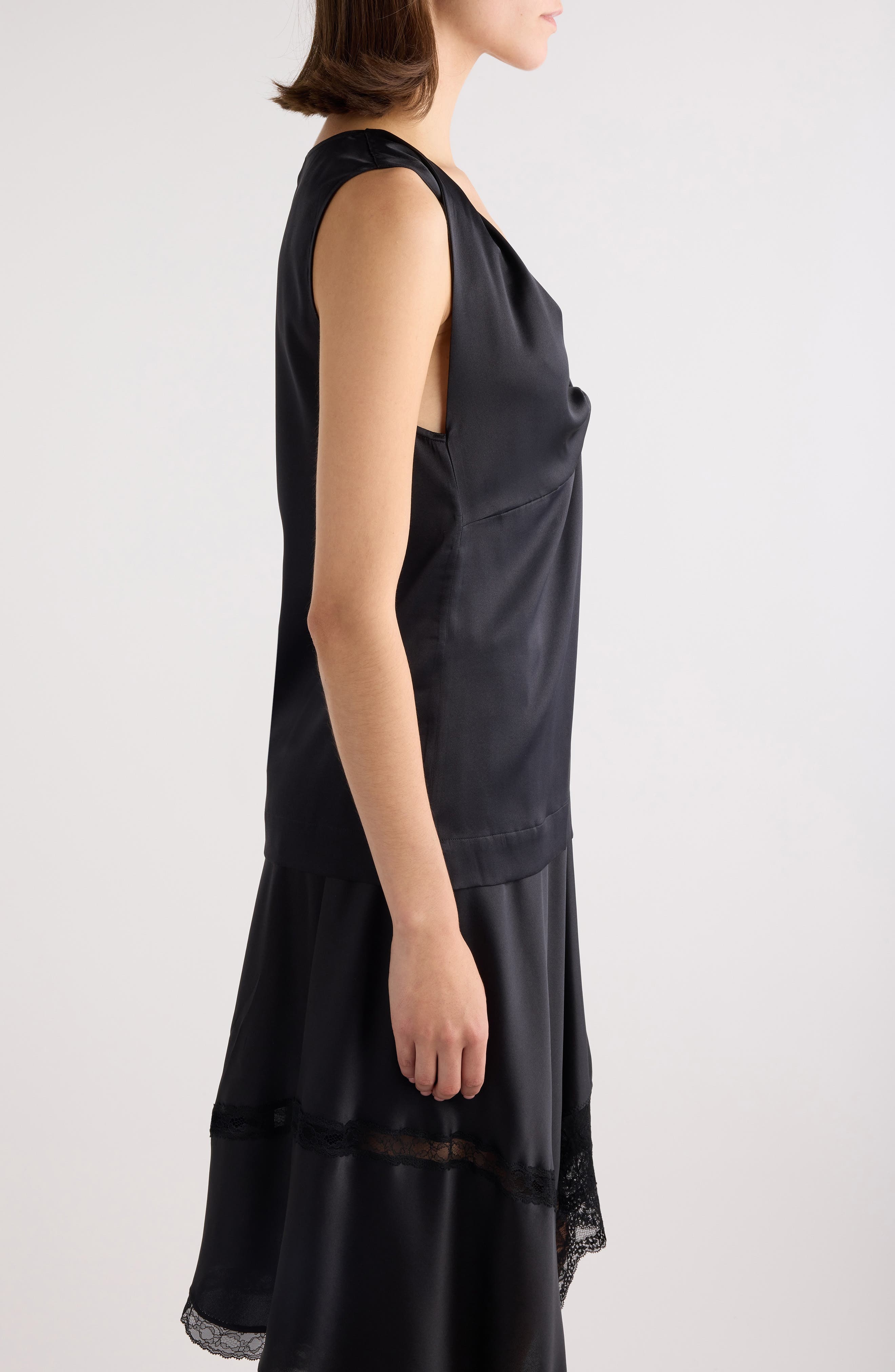 Dries Van Noten Twist Detail Stretch Silk Top in Black at Nordstrom - 4