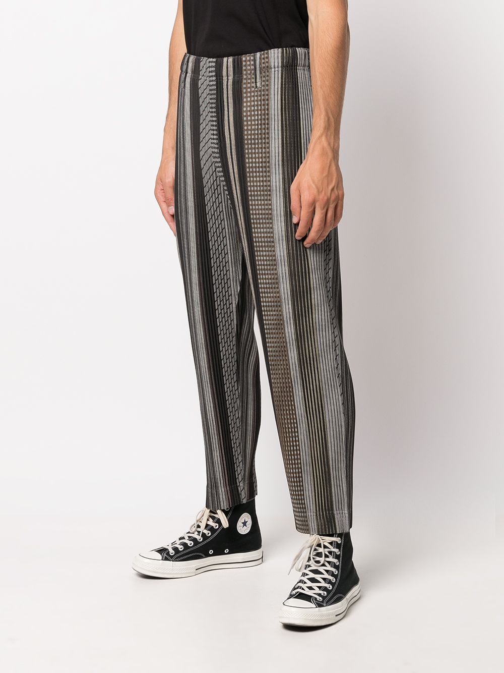 striped plissé trousers - 3