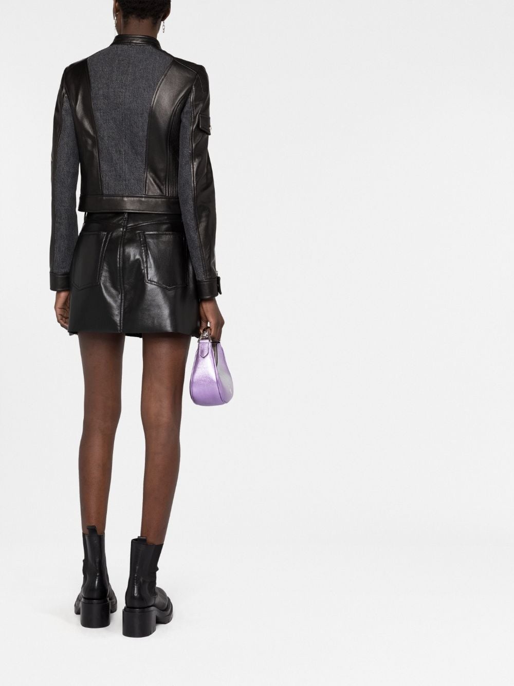 panelled biker jacket - 6