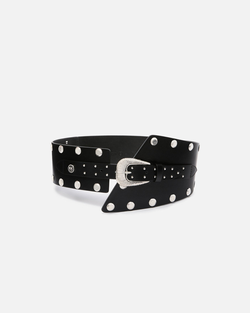 LEATHER BELT WITH STUDS AND STRAP, 15 CM 1