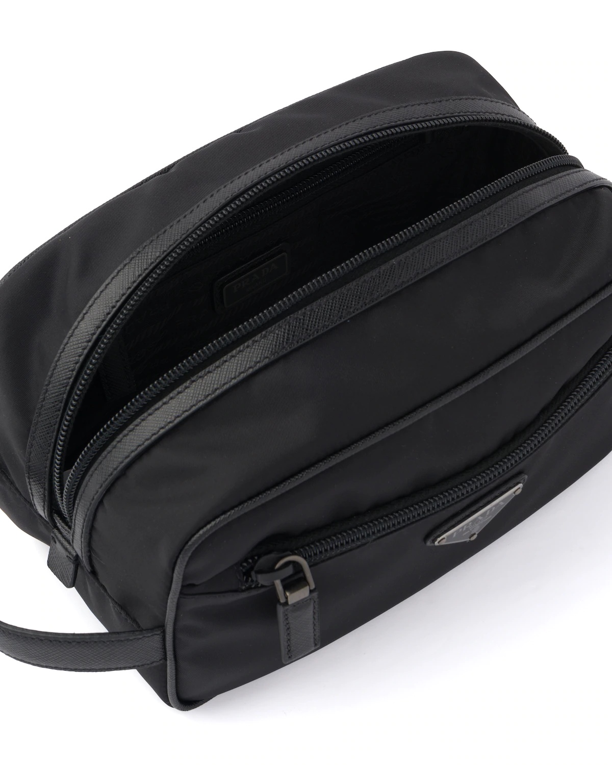 Re-Nylon and Saffiano leather travel pouch - 5