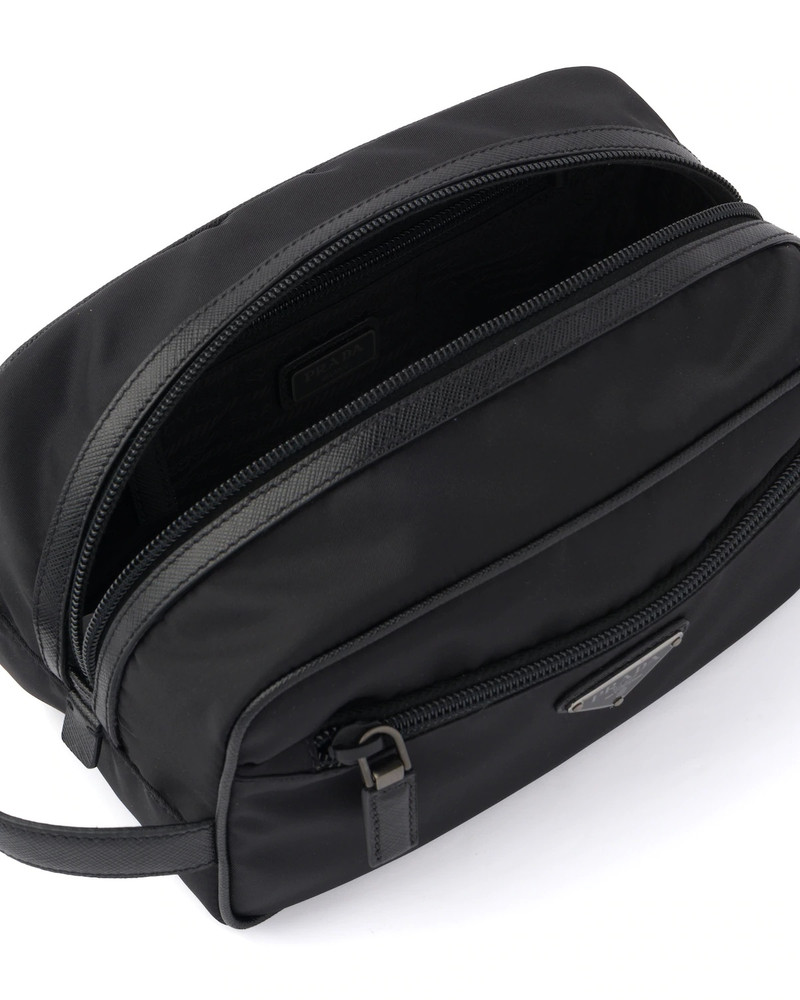 Re-Nylon and Saffiano leather travel pouch 5