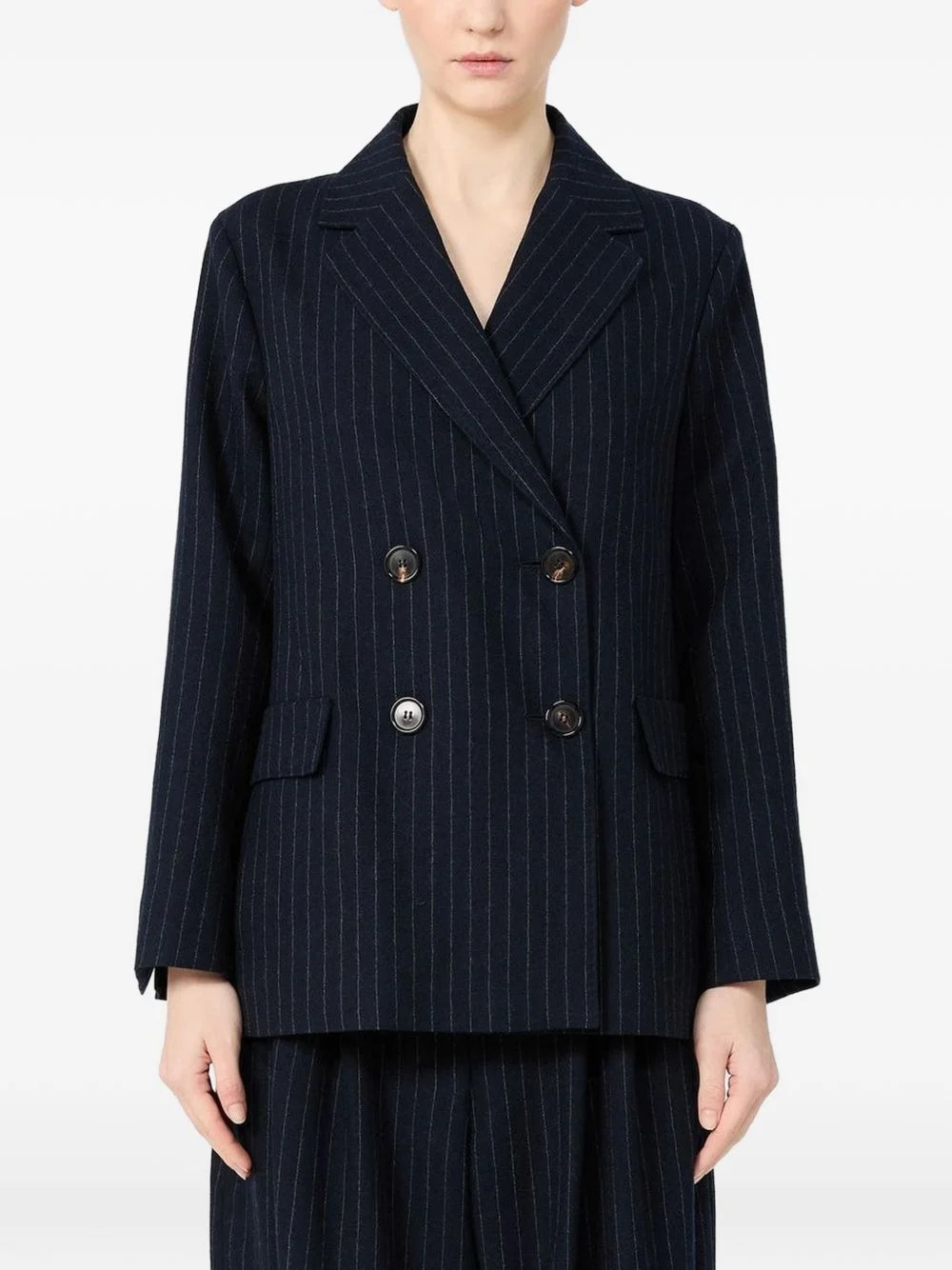 pinstripe double-breasted blazer - 1