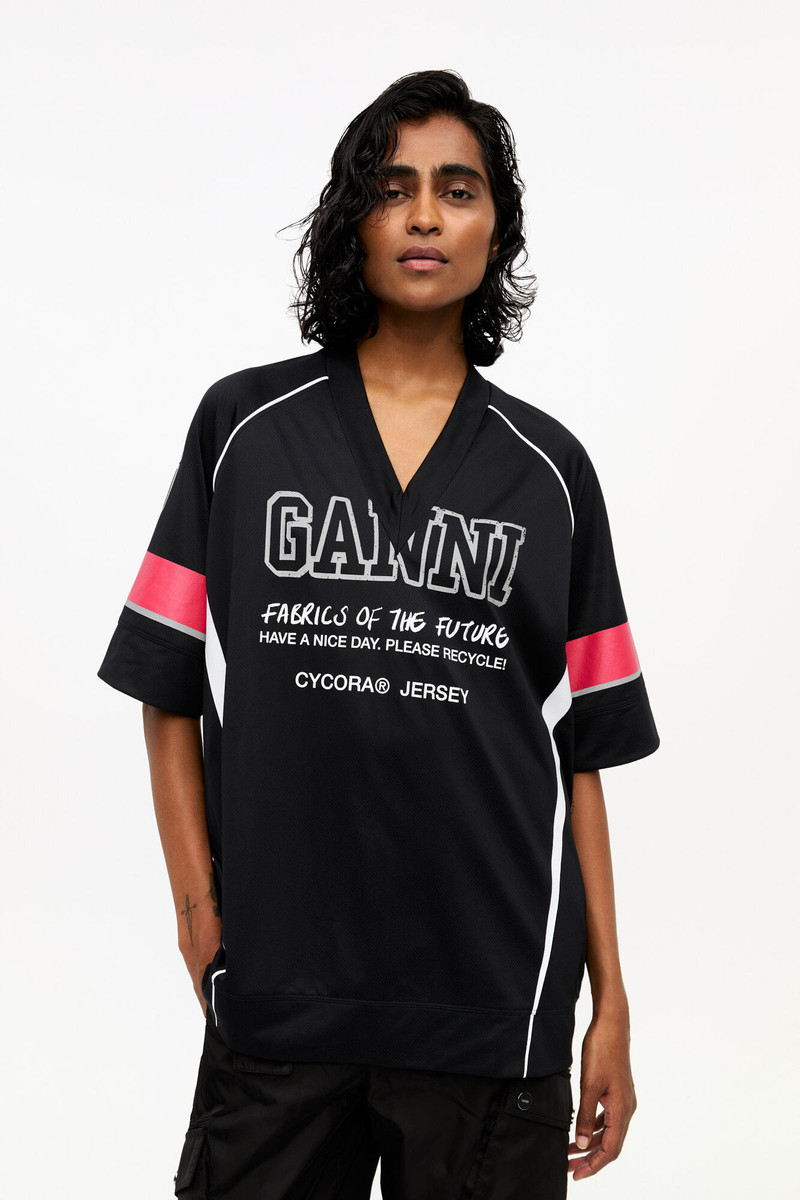 GANNI BLACK FUTURE MESH OVERSIZED T-SHIRT outlook