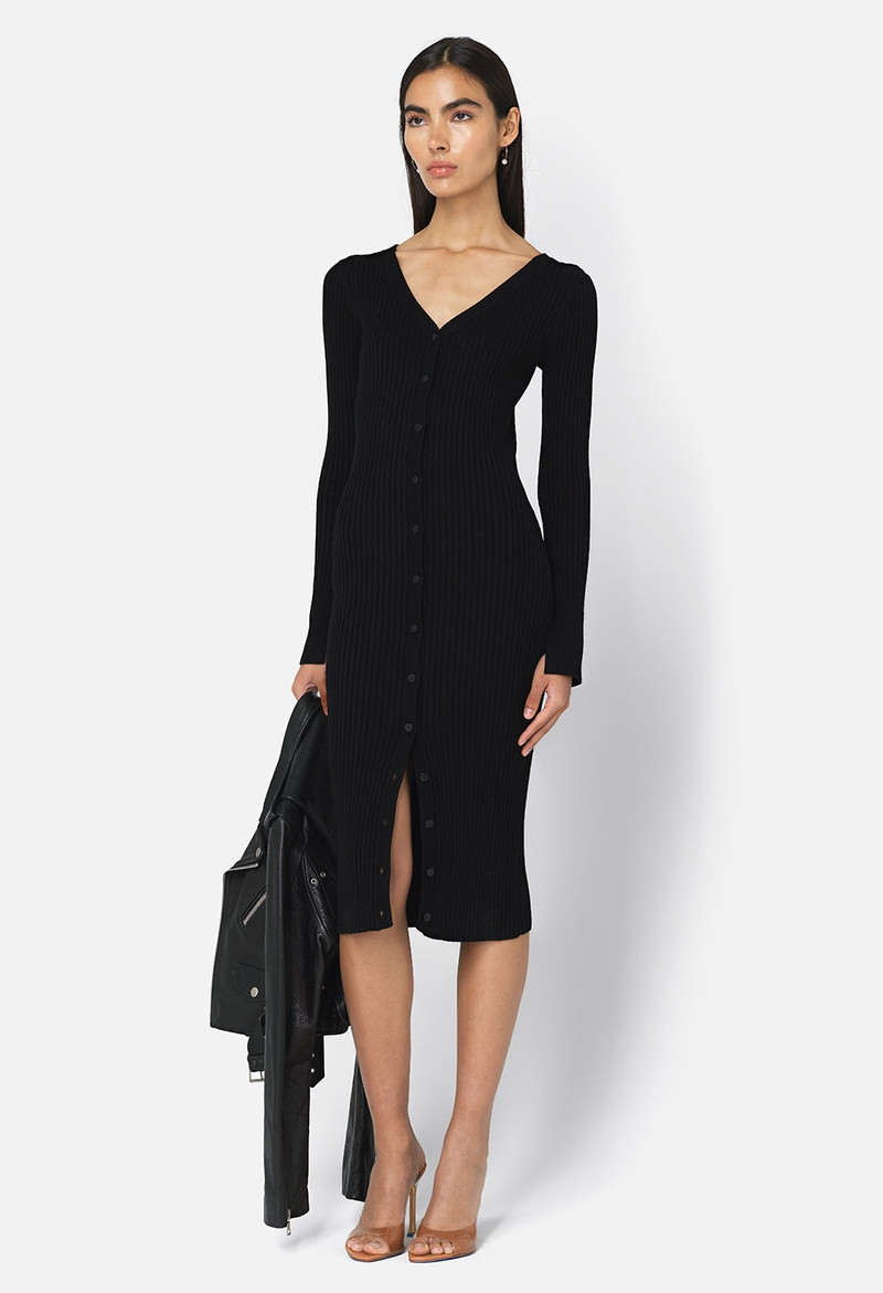 John Elliott PIPER SILK RIB BUTTON DRESS outlook