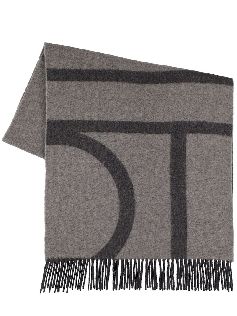 Monogram jacquard wool scarf - 1