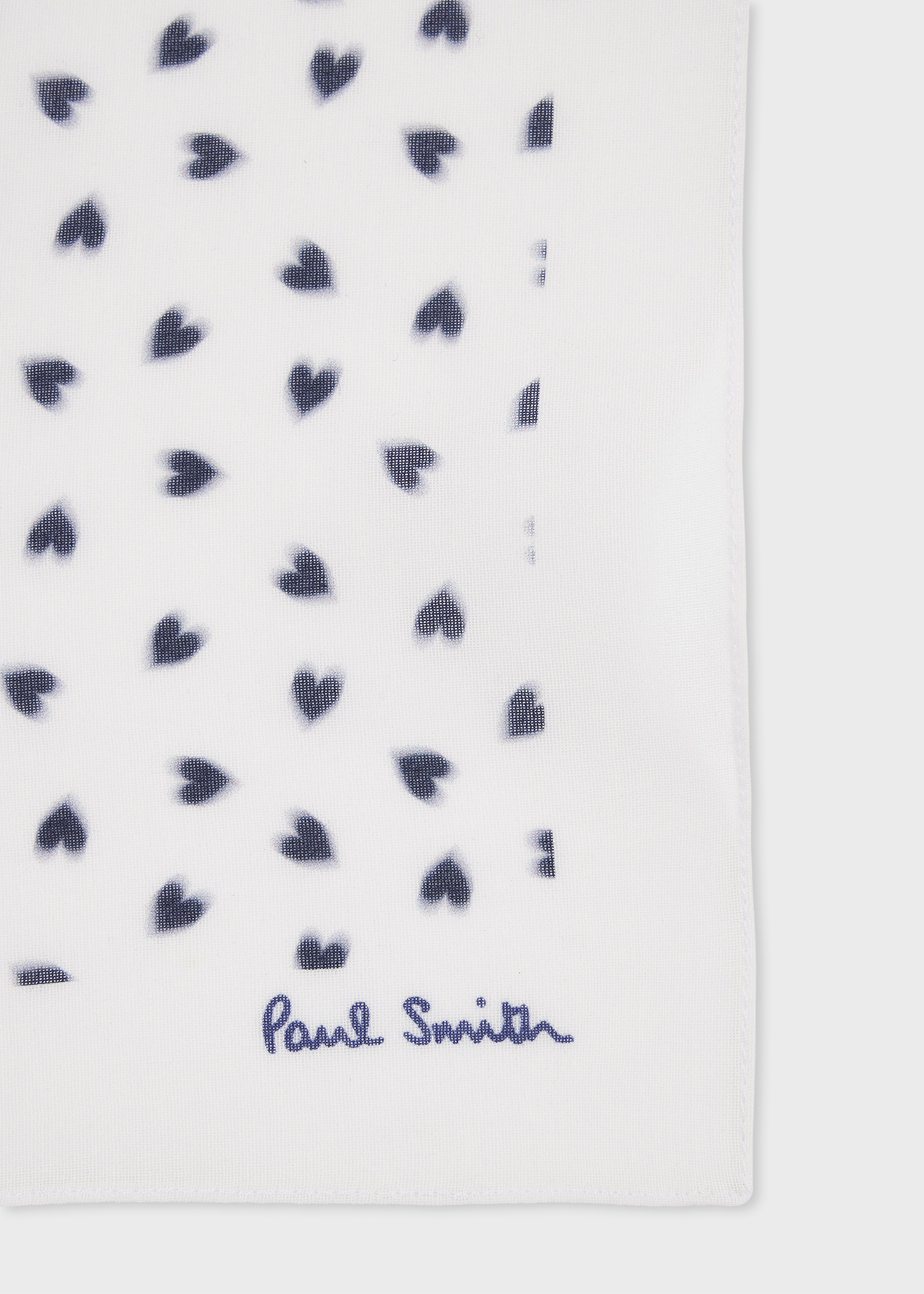 White 'Mini Hearts' Print Pocket Square - 2