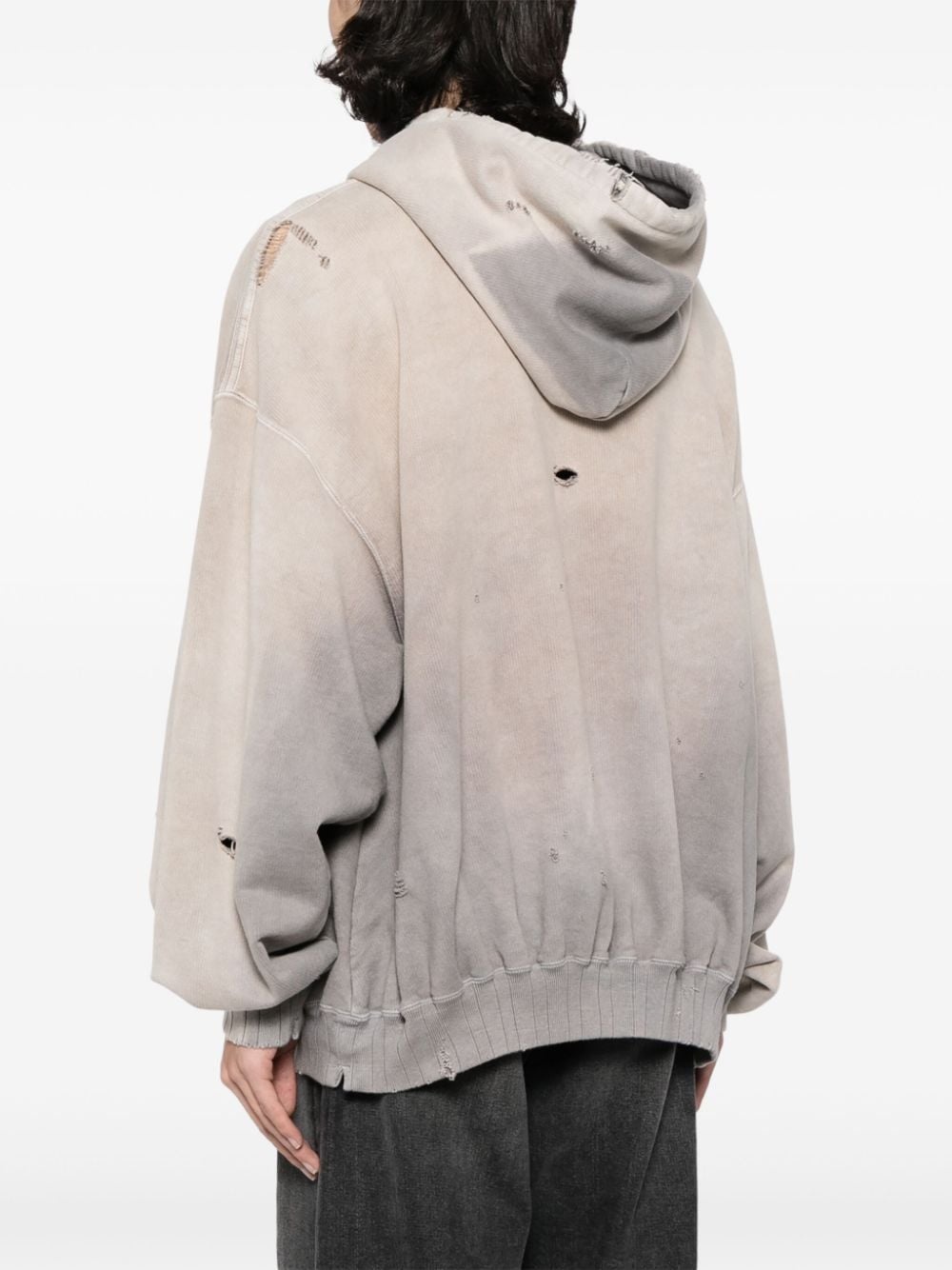 distressed-effect cotton hoodie - 4