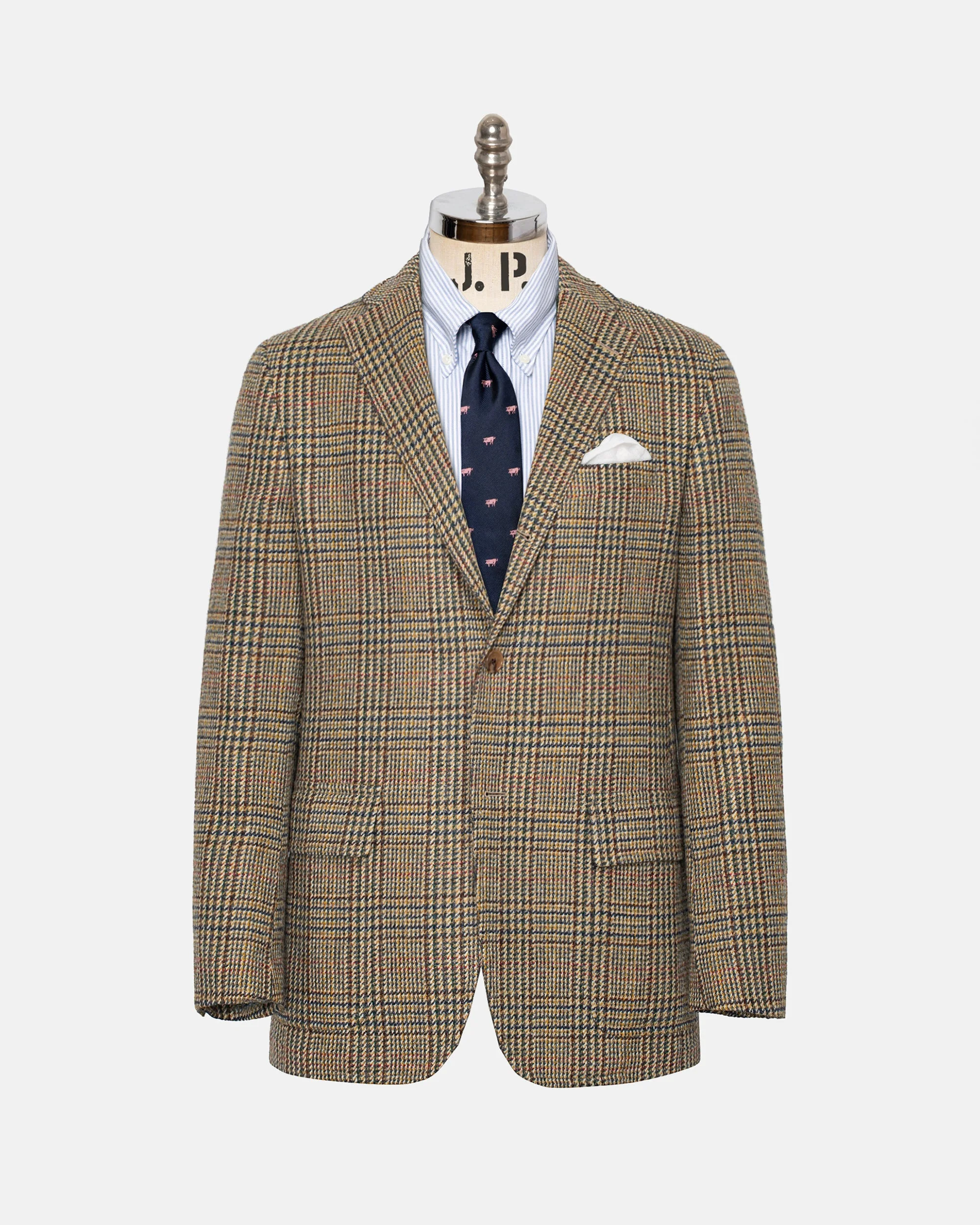 MADE-IN-USA MAGEE DONEGAL MIST MEDIUM BROWN GLEN PLAID SPORT COAT - 1