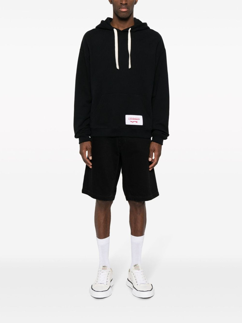 CHARLES JEFFREY LOVERBOY logo-patch organic-cotton hoodie outlook