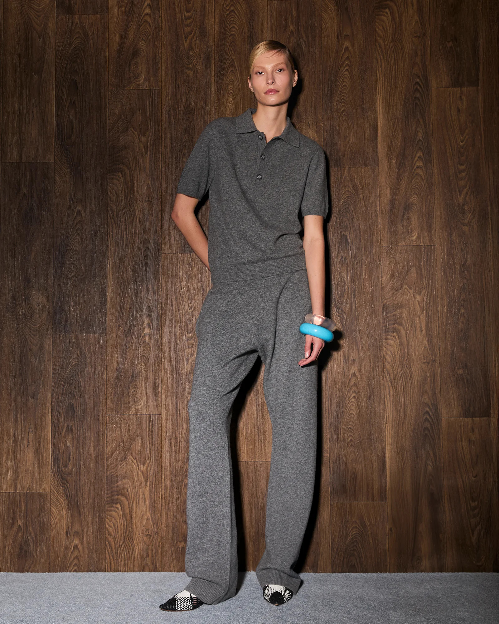 SHORT SLEEVE KNIT POLO CONCRETE - 3
