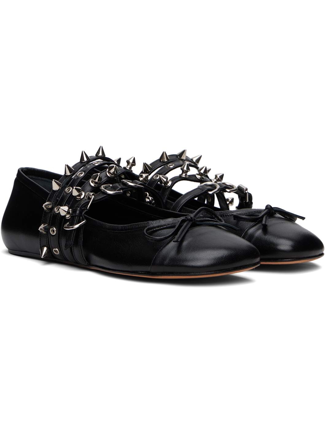 Black Spike Ballerina Flats - 4