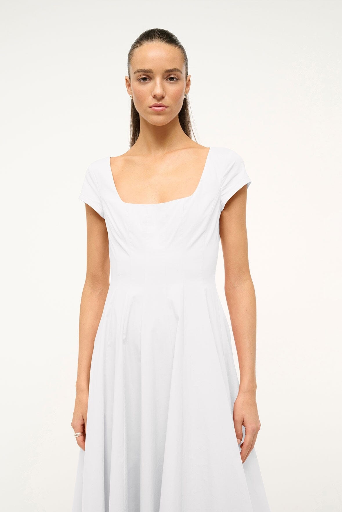 STAUD SHORT SLEEVE WELLS DRESS WHITE - 4