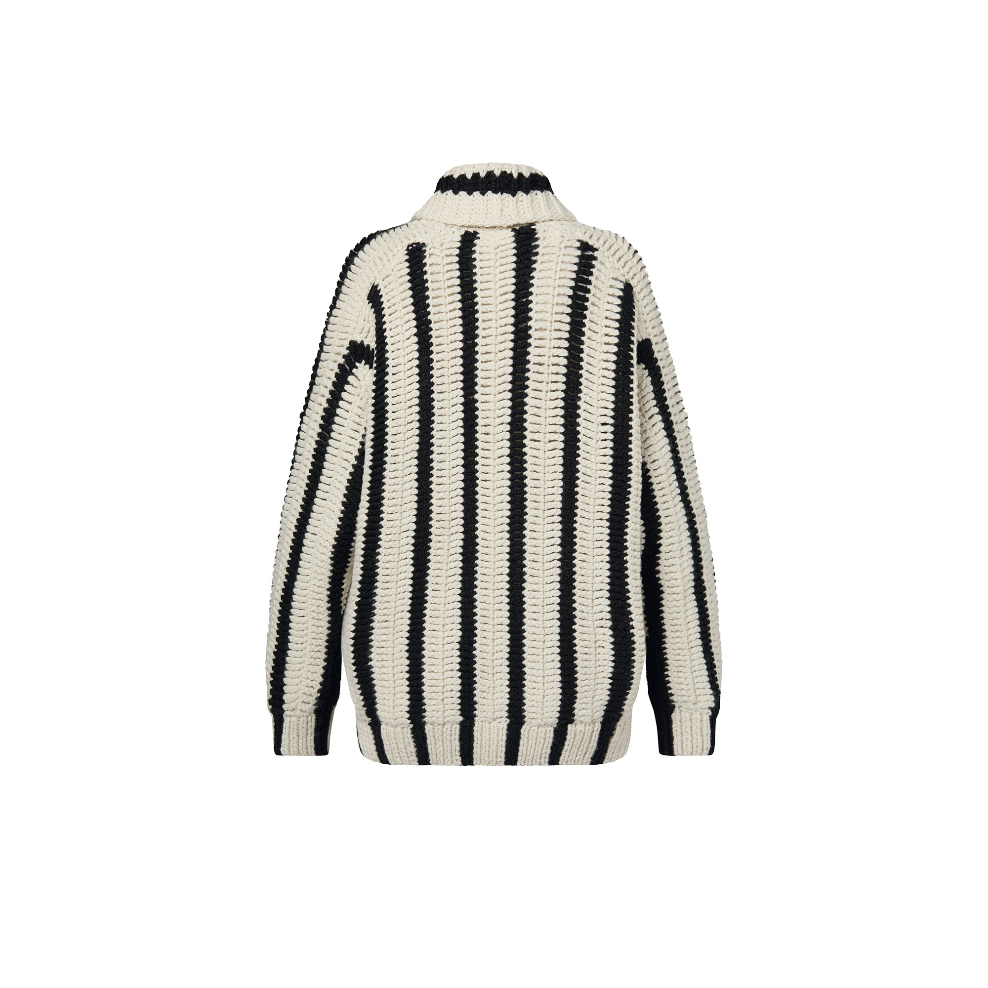 Vertical Stripes Shawl Collar Cardigan - 3