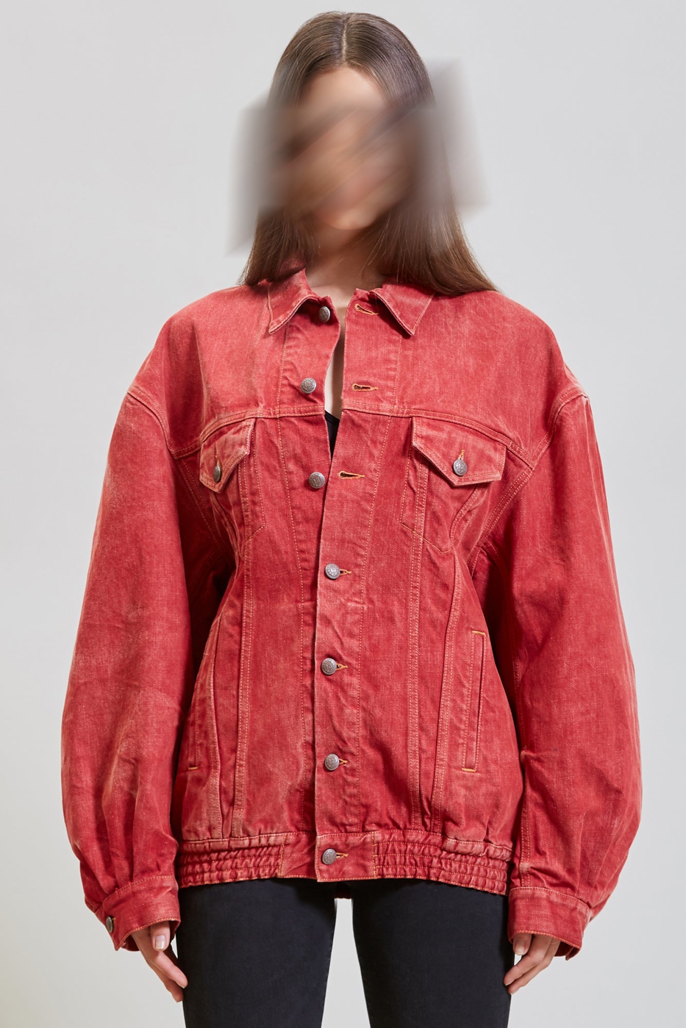 CINCHED WAIST DENIM TRUCKER - VINTAGE RED | R13 - 4