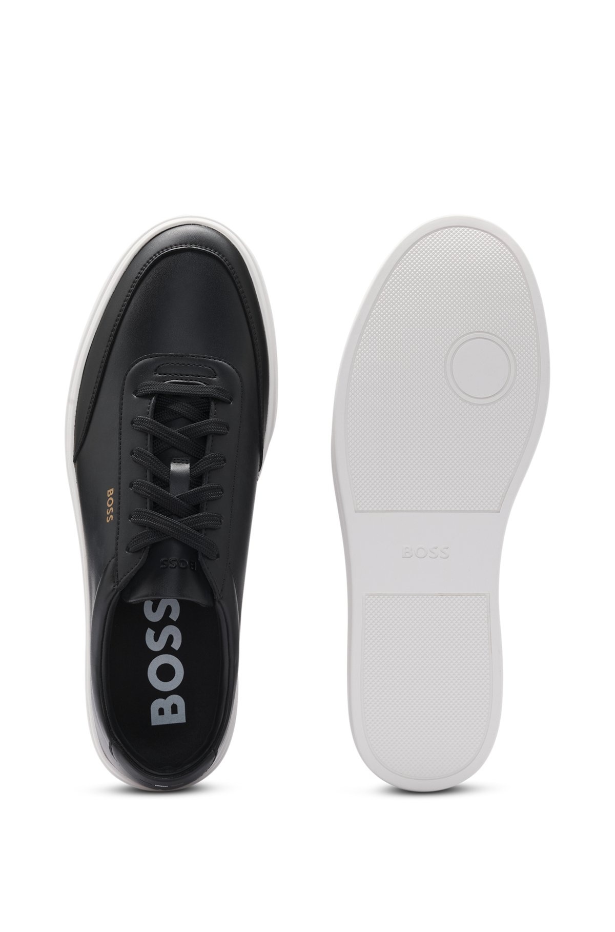 COATED-LEATHER TRAINERS WITH GOLD-TONE LOGO - 4