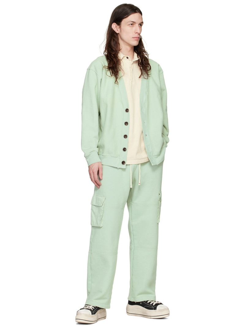 LES TIEN Green Garment-Dyed Cardigan outlook