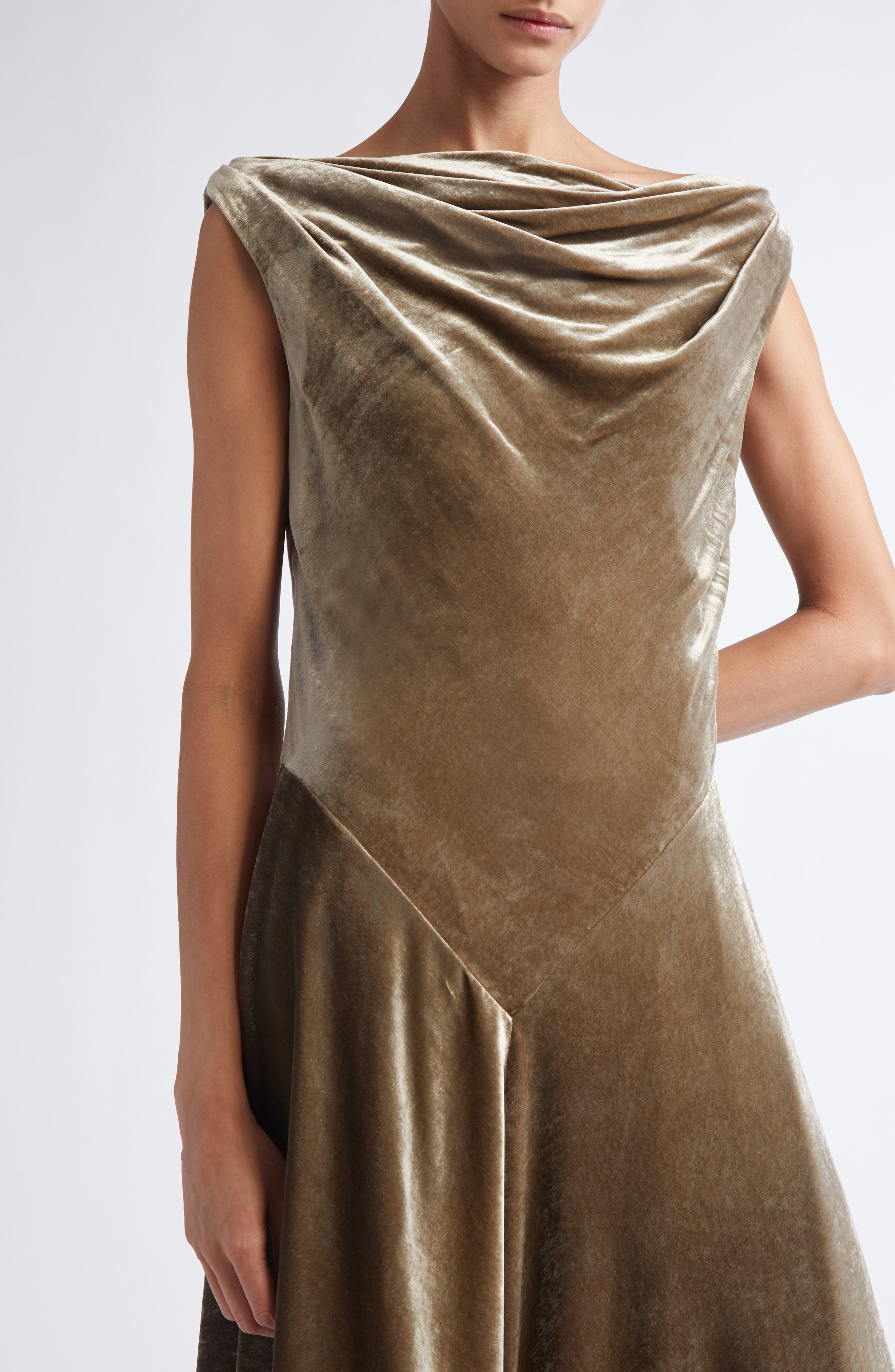 Altuzarra Drina Cowl Neck Stretch Velvet Gown in Clove at Nordstrom - 4