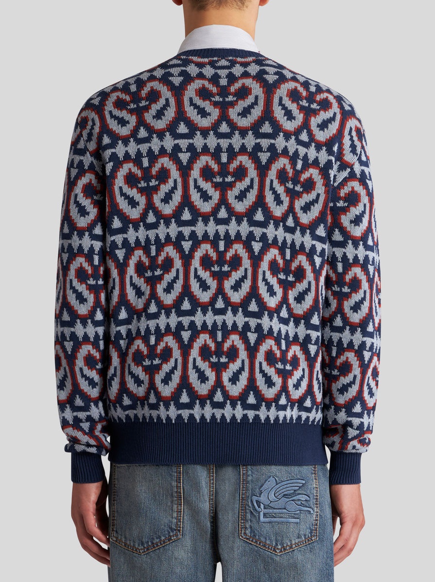 PAISLEY WOOL AND COTTON JACQUARD CARDIGAN - 5