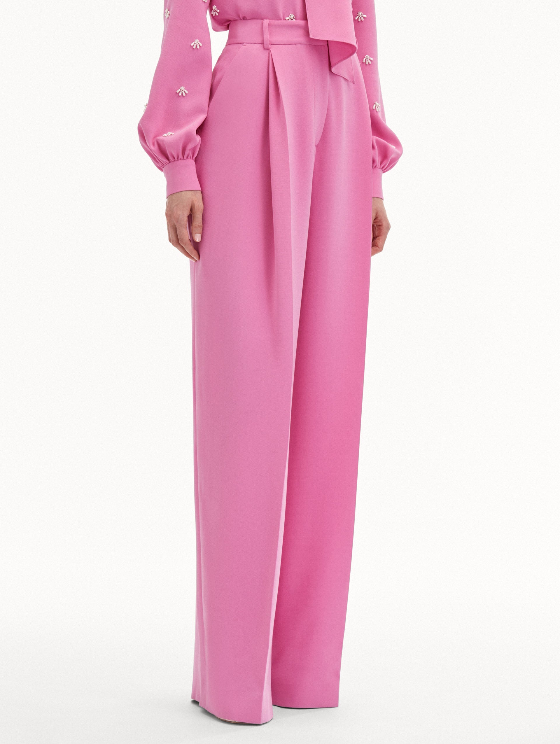 WIDE LEG SILK GEORGETTE PANT - 5