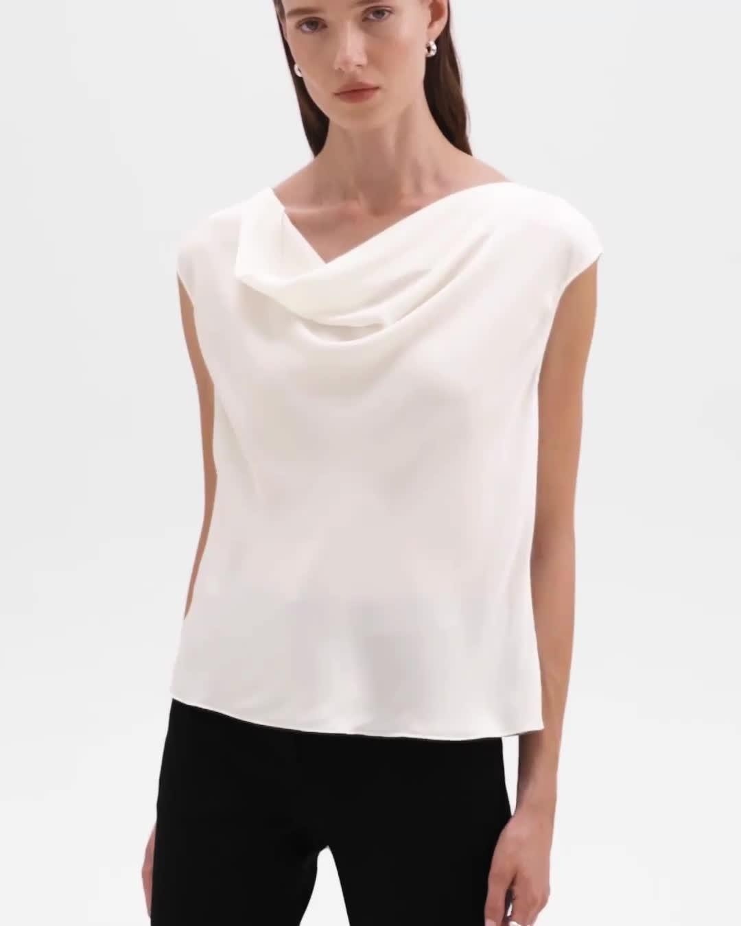 Cowl Neck Top in Silk Georgette - 7