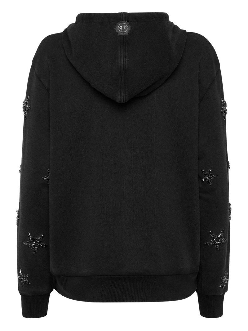 PHILIPP PLEIN star-embellished zip-up hoodie outlook