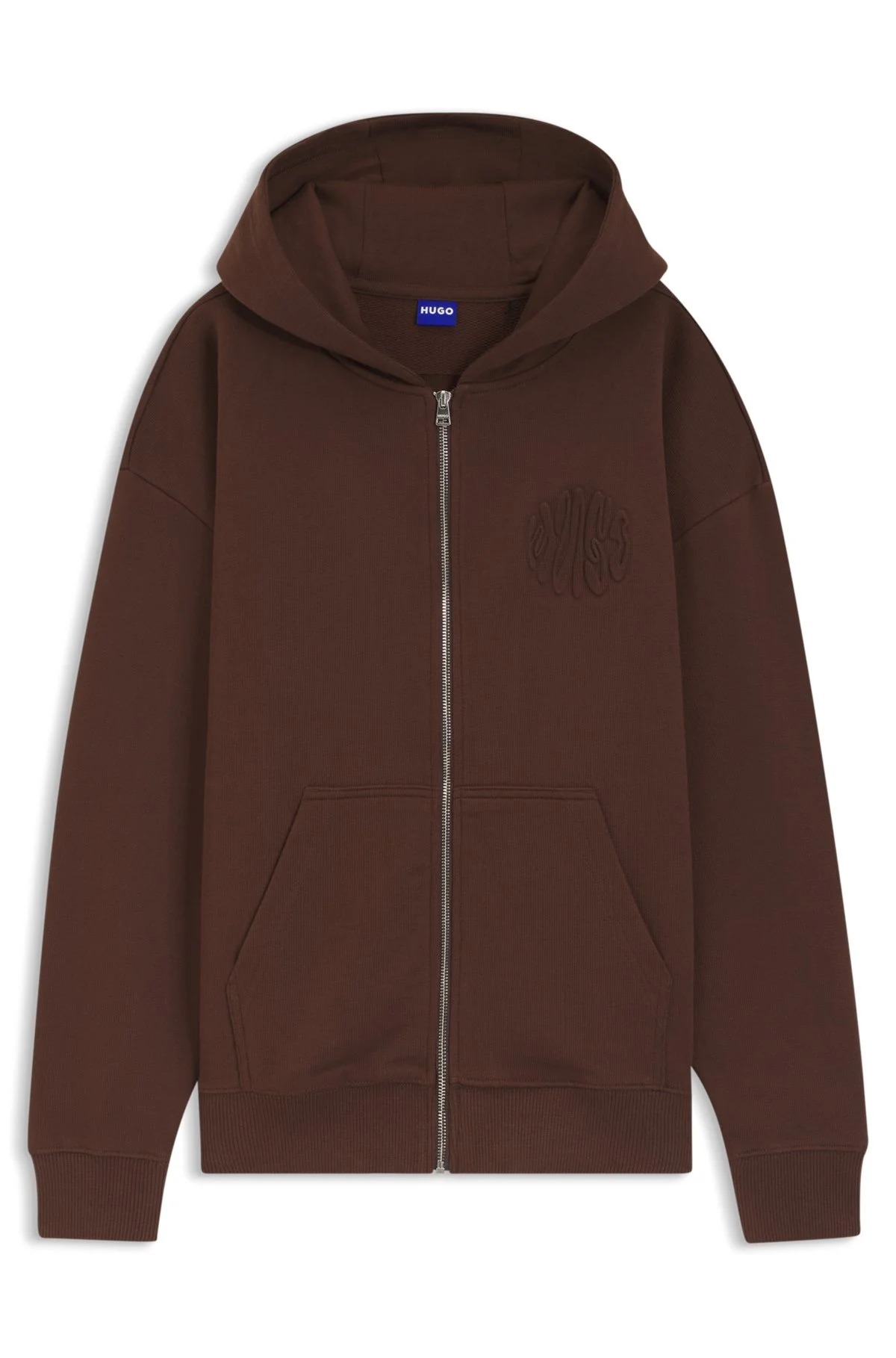 EMBOSSED-LOGO ZIP-UP HOODIE IN COTTON TERRY - 1
