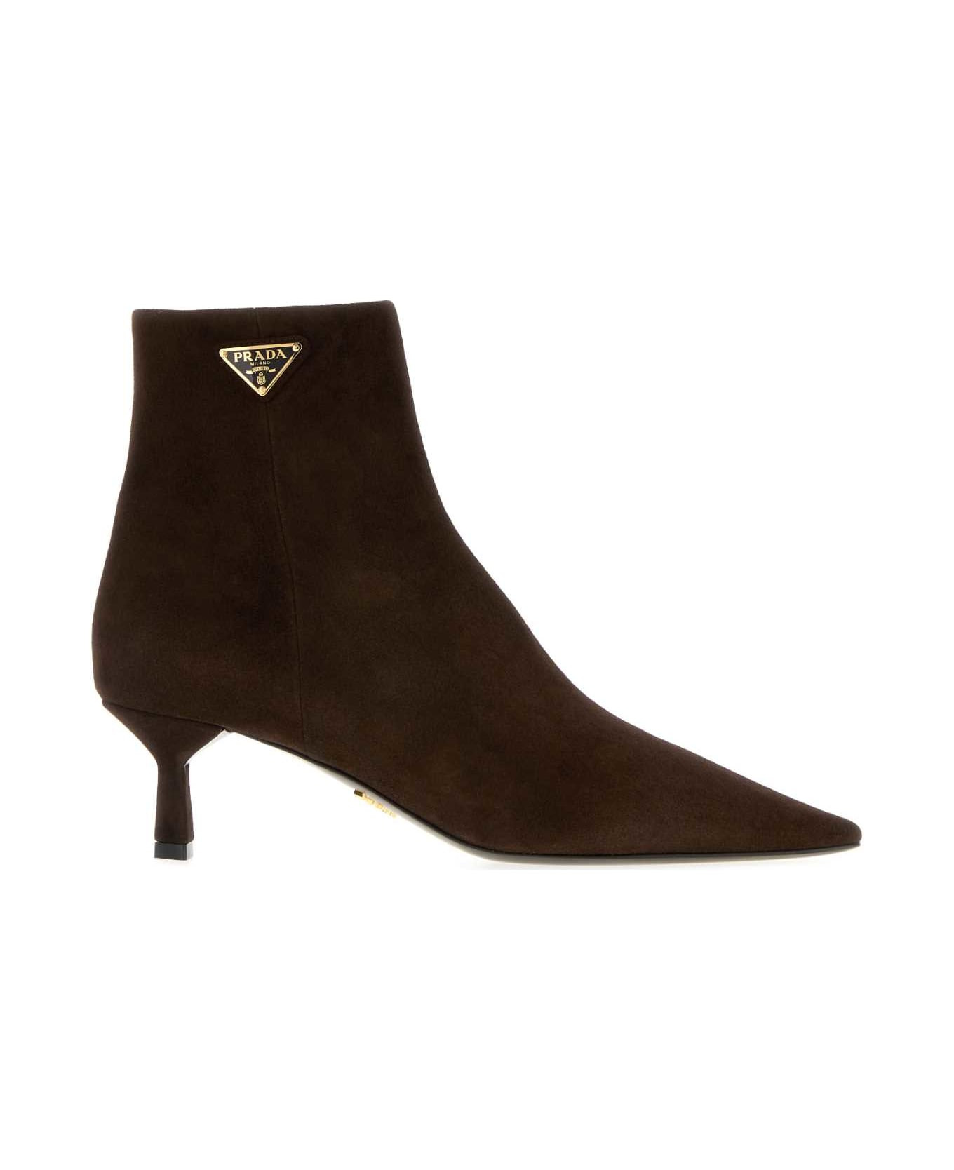 Chocolate Suede Ankle Boots - 1