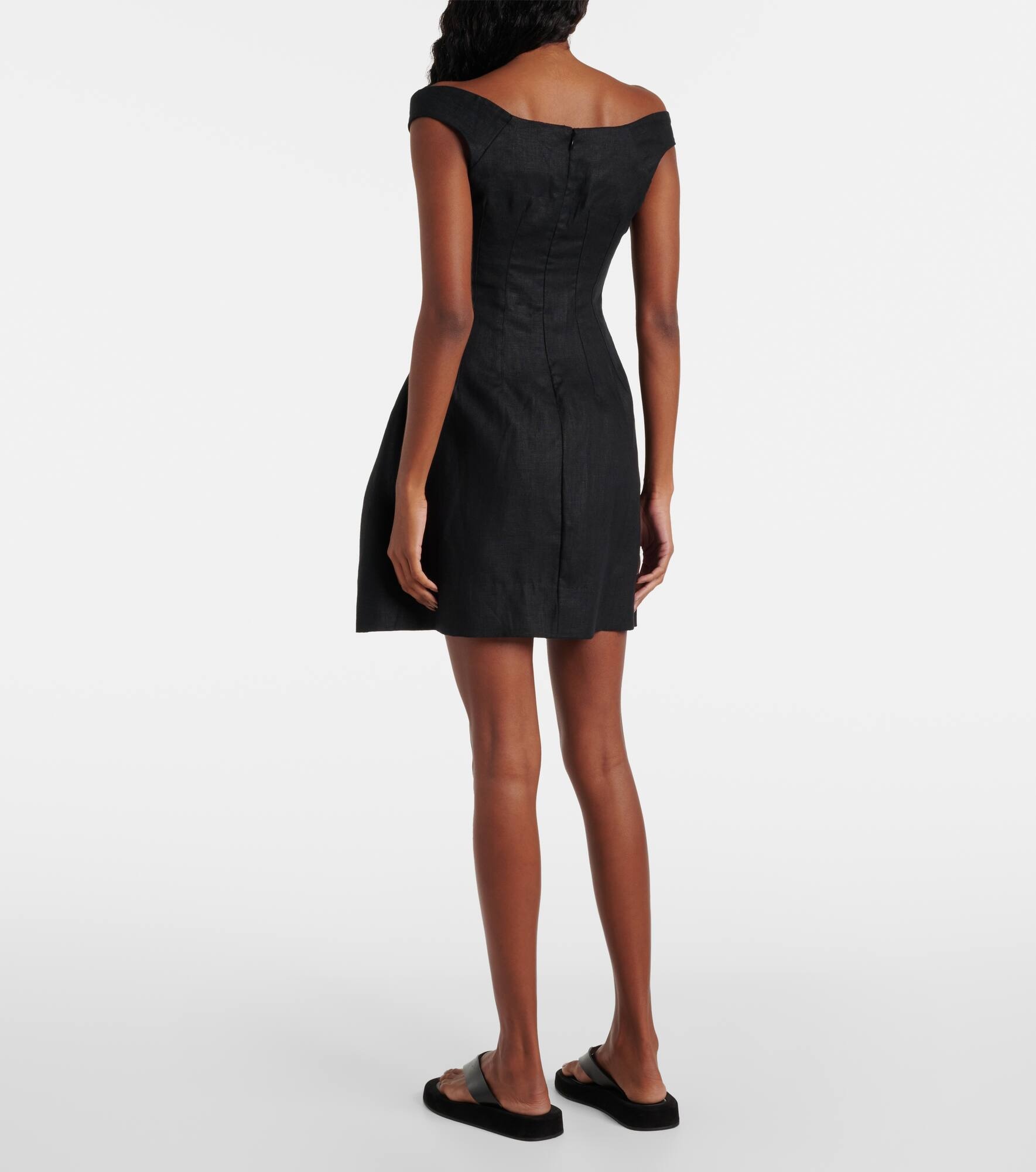 Olmeto off-shoulder linen minidress - 3