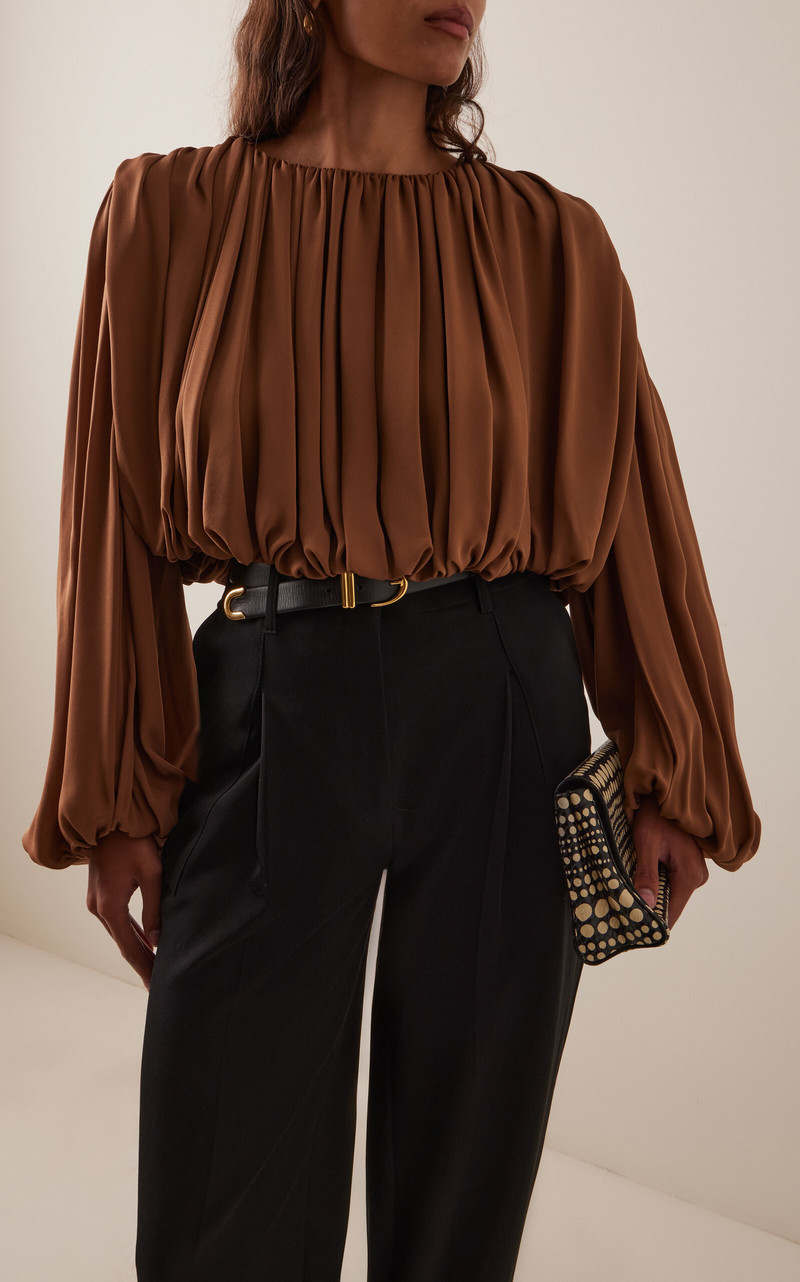 HEIRLOME Exclusive Michelle Silk Top tan outlook