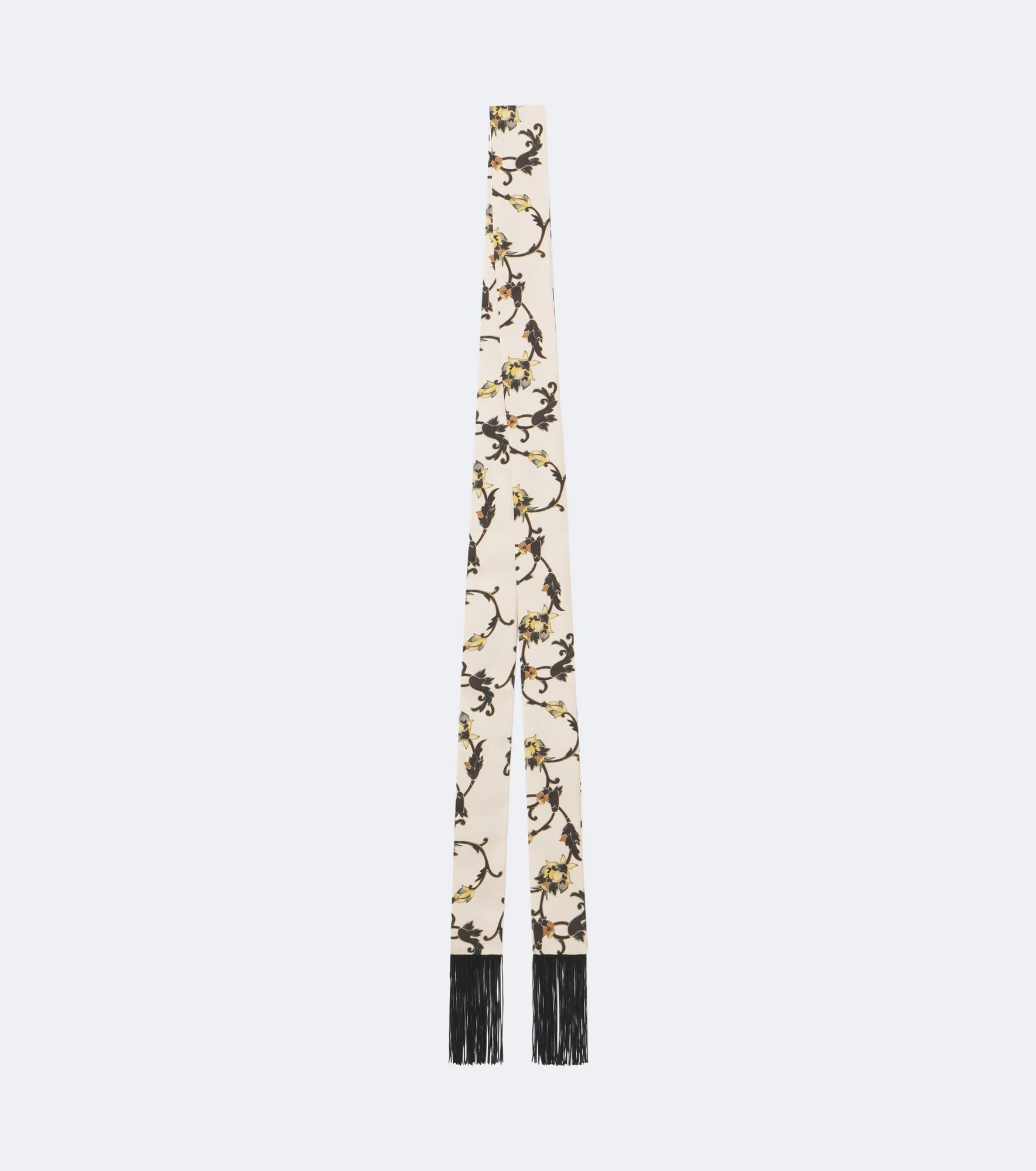 Printed fringed silk twill scarf - 1