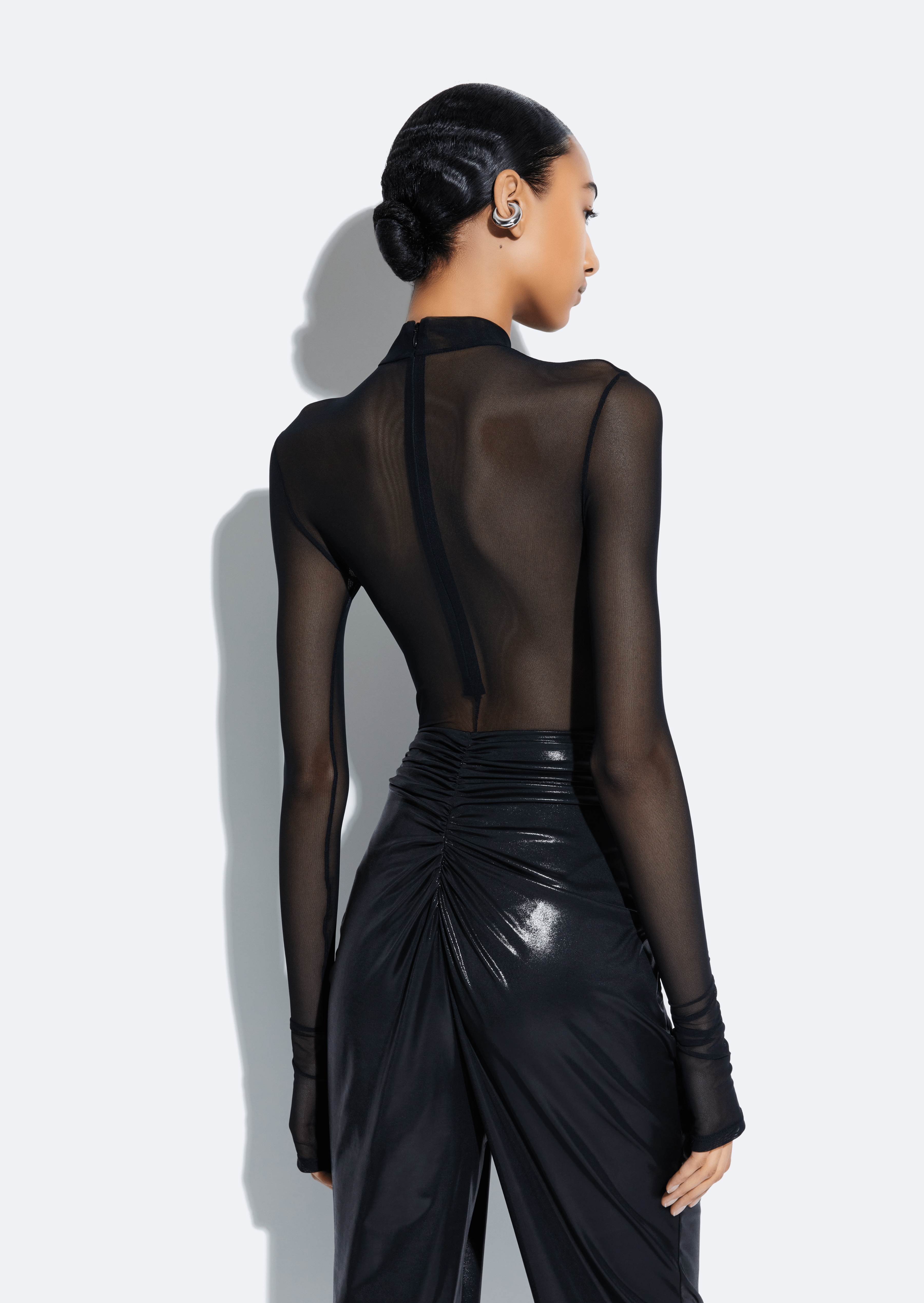 Mesh Mock Neck Bodysuit - 4