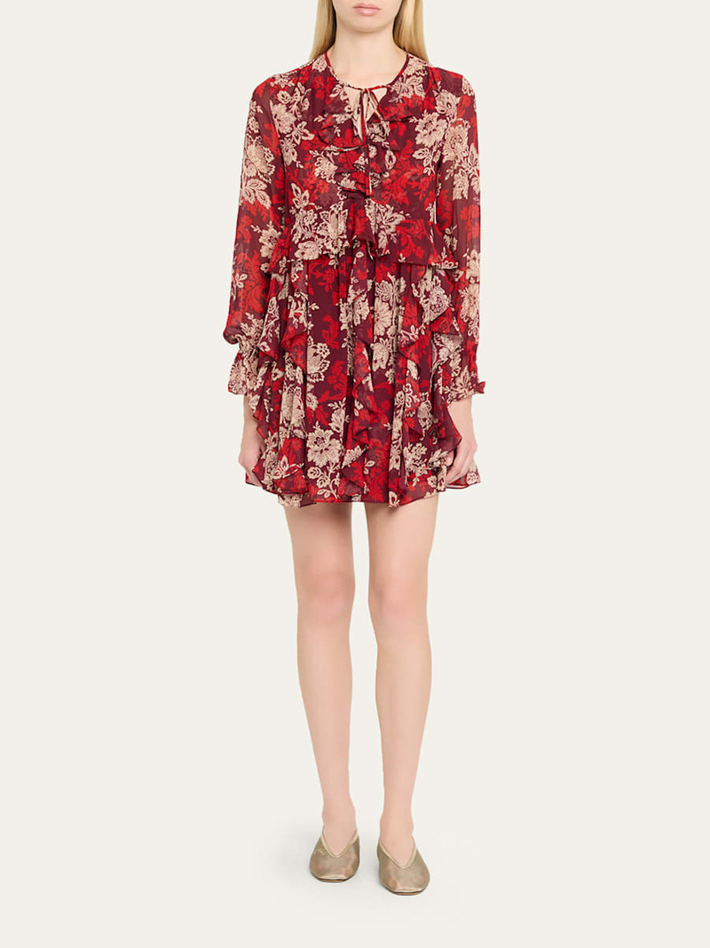 Cinq à Sept Long-Sleeve Gilded Paisley Mini Dress outlook