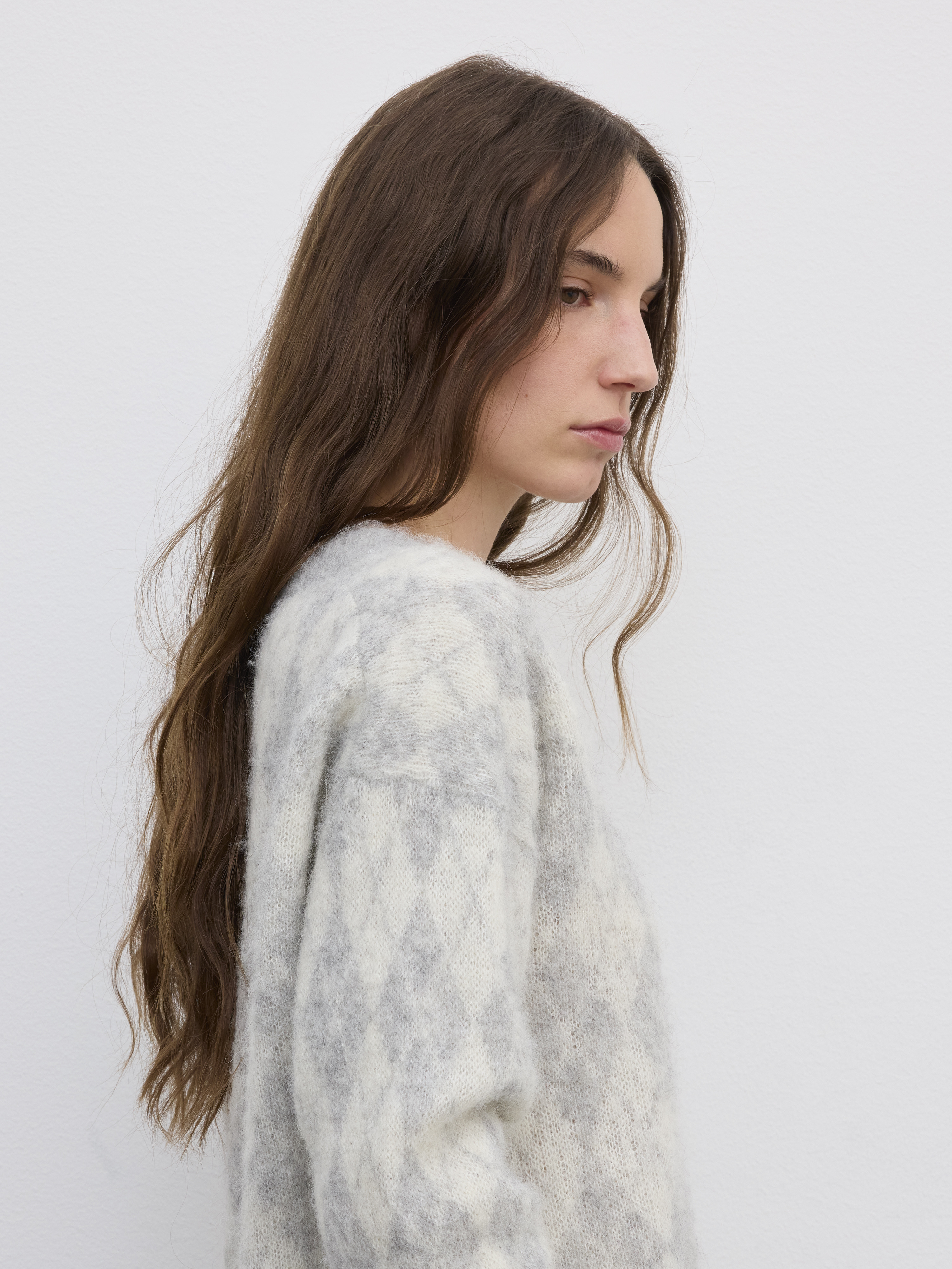 Brushed Argyle Alpaca Knit - 4