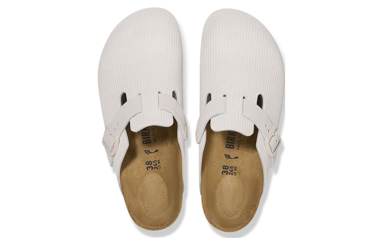 (WMNS) Birkenstock Boston Suede Leather Embossed 'Corduroy Antique White' 1025252 - 2