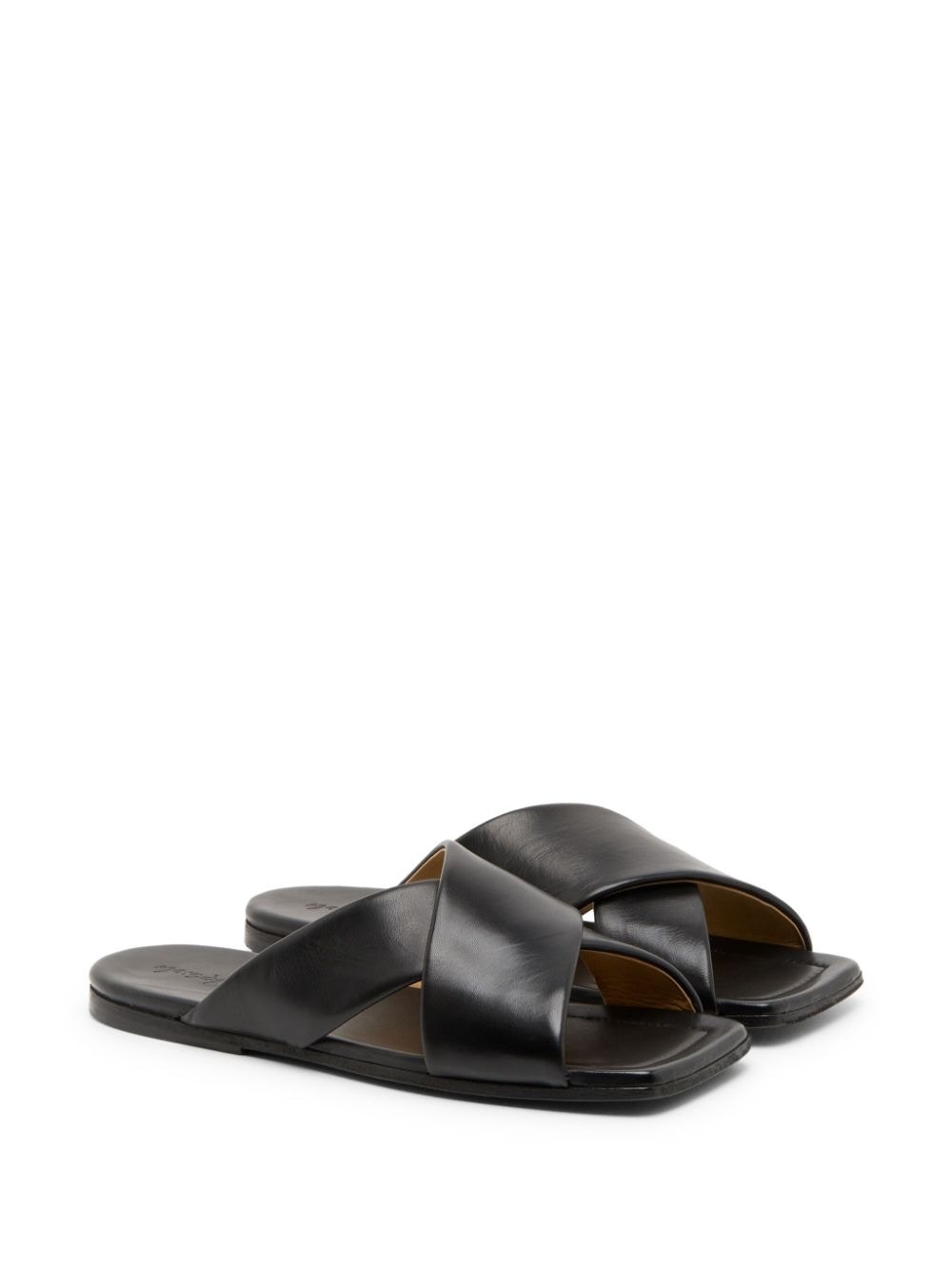 square-toe leather slides - 2