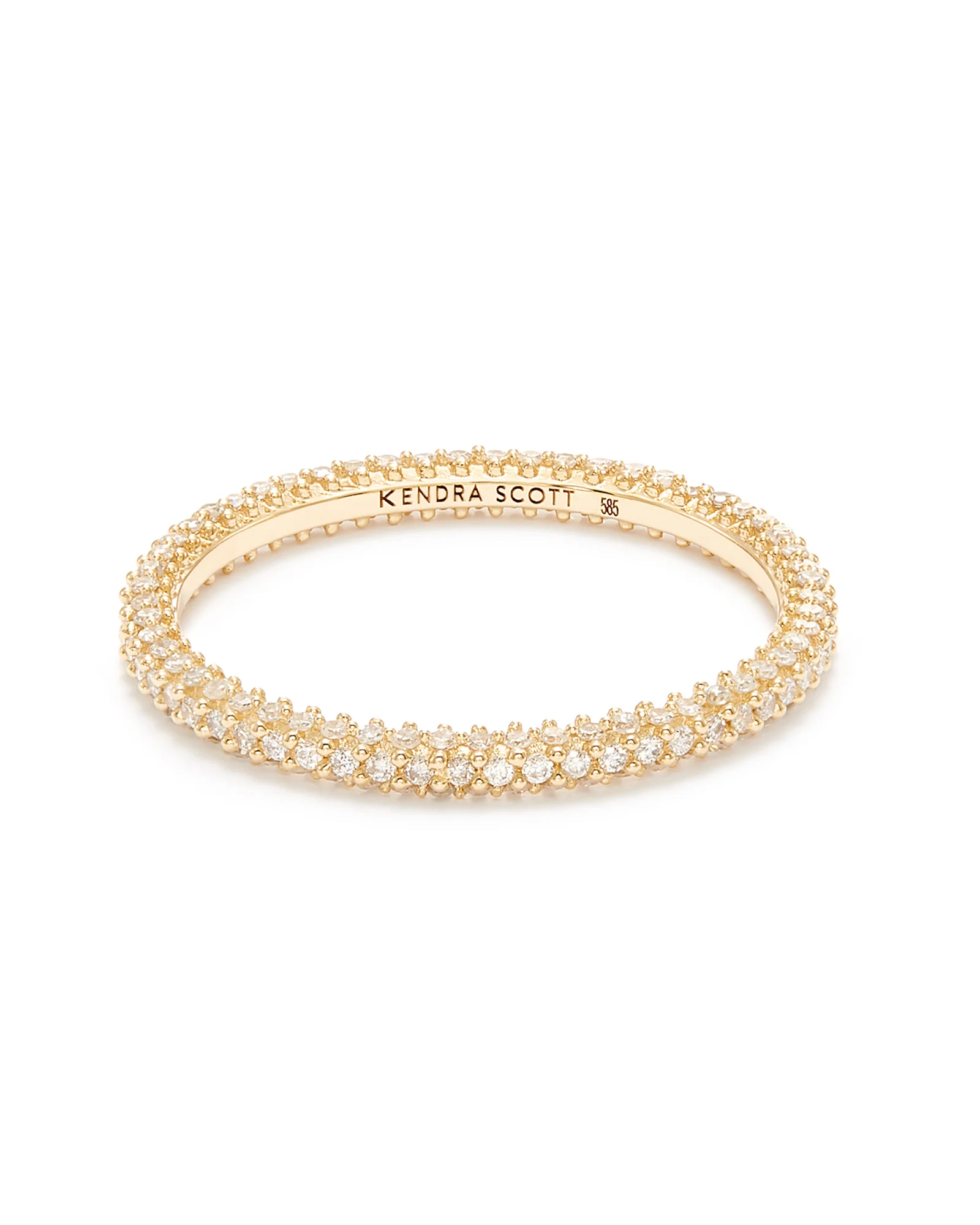 Remi 14k Yellow Gold Band Ring In White Diamonds - 1