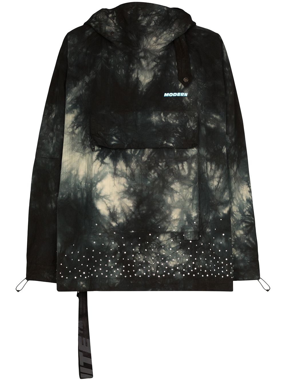tie-dyed crystal-embellished hooded jacket - 1