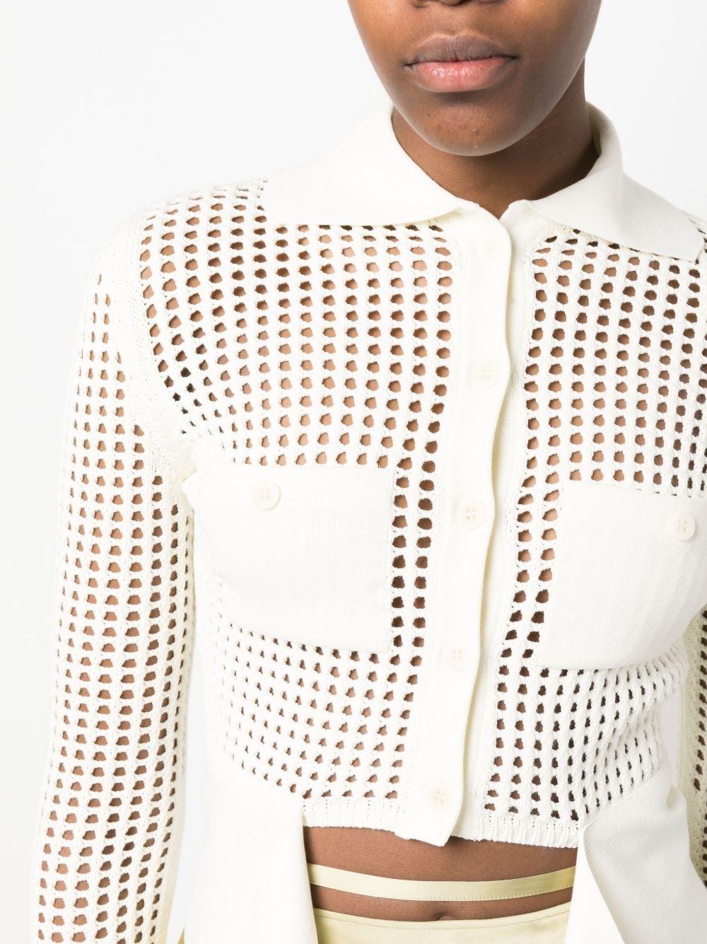 open-knit panelled cardigan - 5