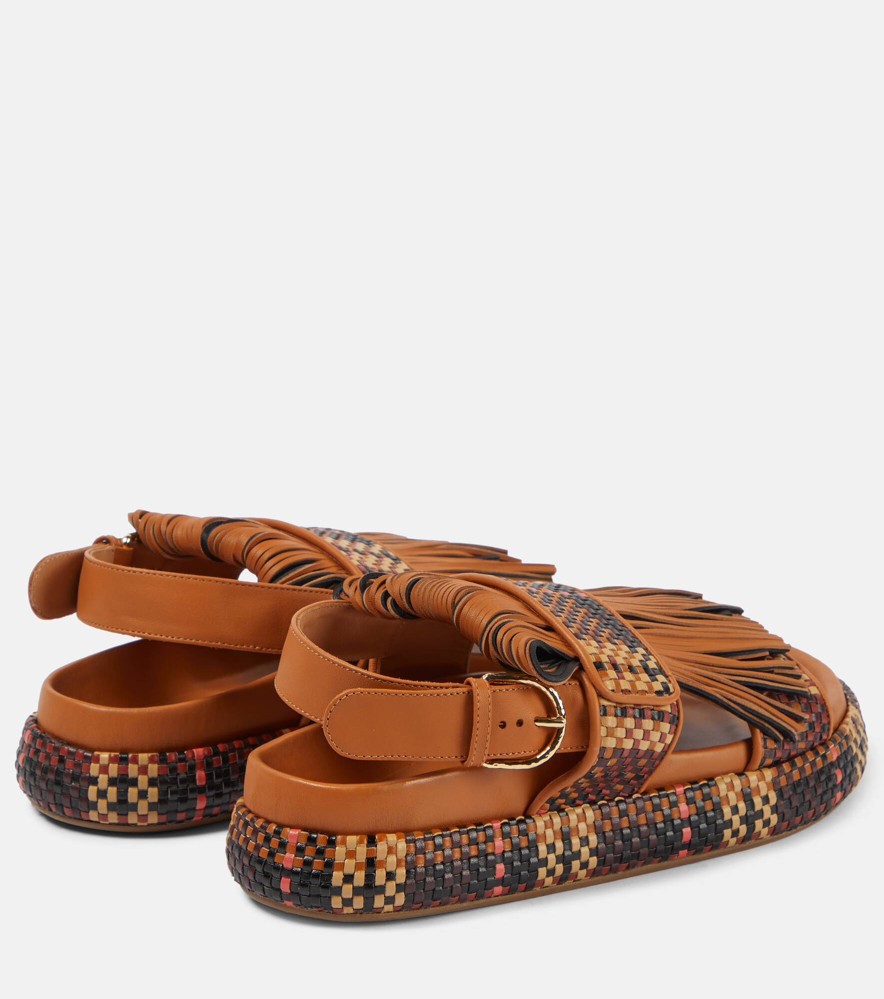 Fringed woven leather sandals - 3
