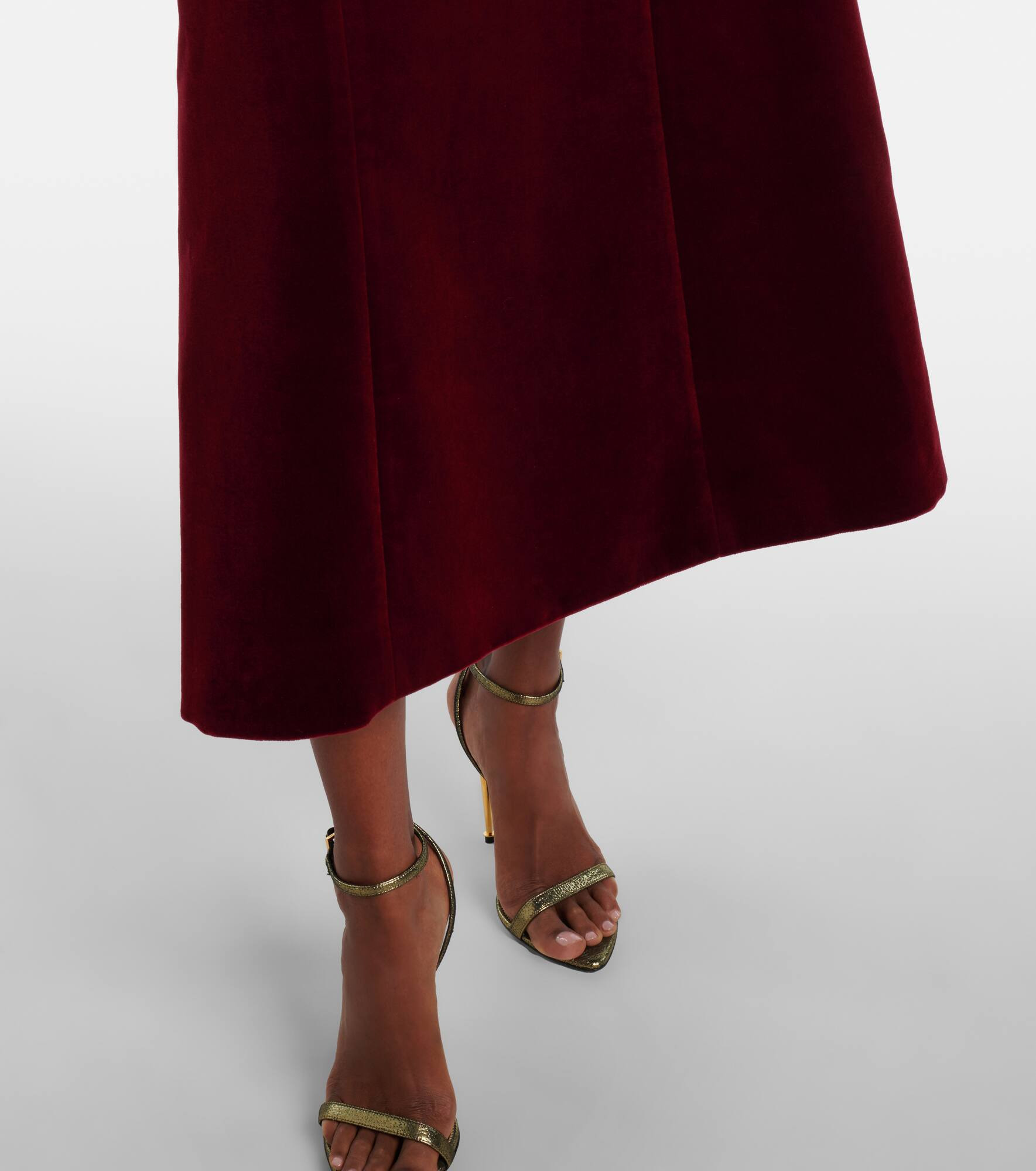 Carita off-shoulder cotton velvet midi dress - 6